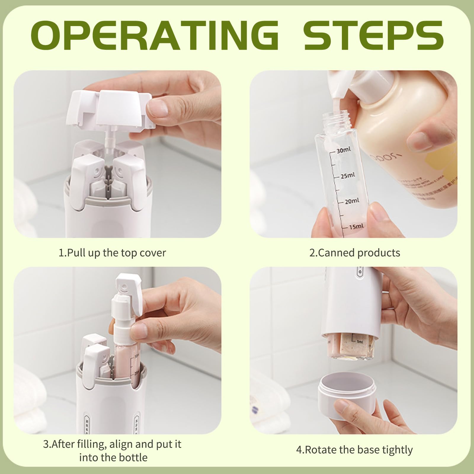 Dispenser da viaggio 4 in 1,Flaconi da Viaggio,Contenitori Portatili Ricaricabili a Prova di Perdite,Contenitori Portatili a Prova di Perdite,con Scala ed Etichetta,per Viaggi,Campeggio