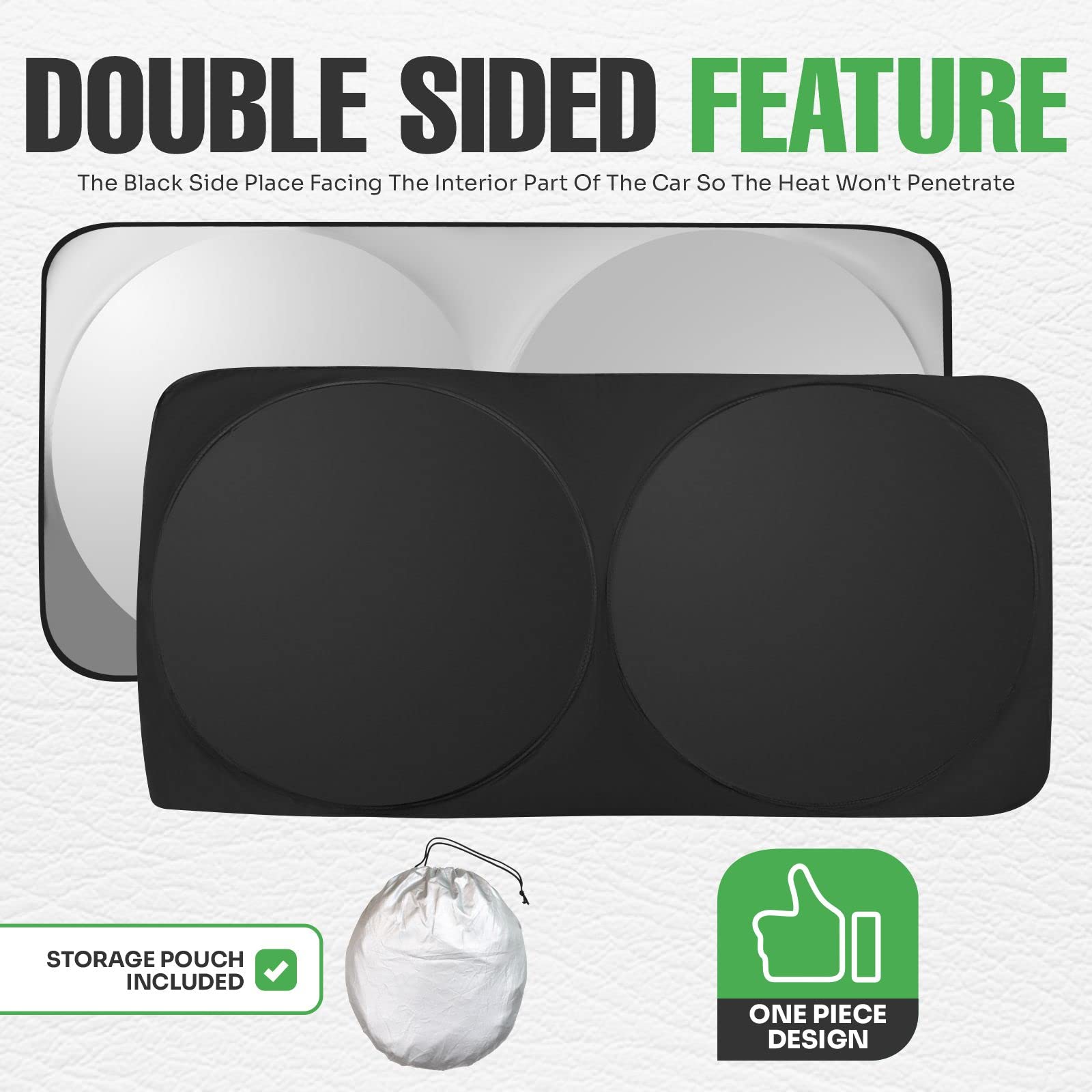 lebogner RV Windshield Sun Shade, XXLarge 51” X 102” Foldable