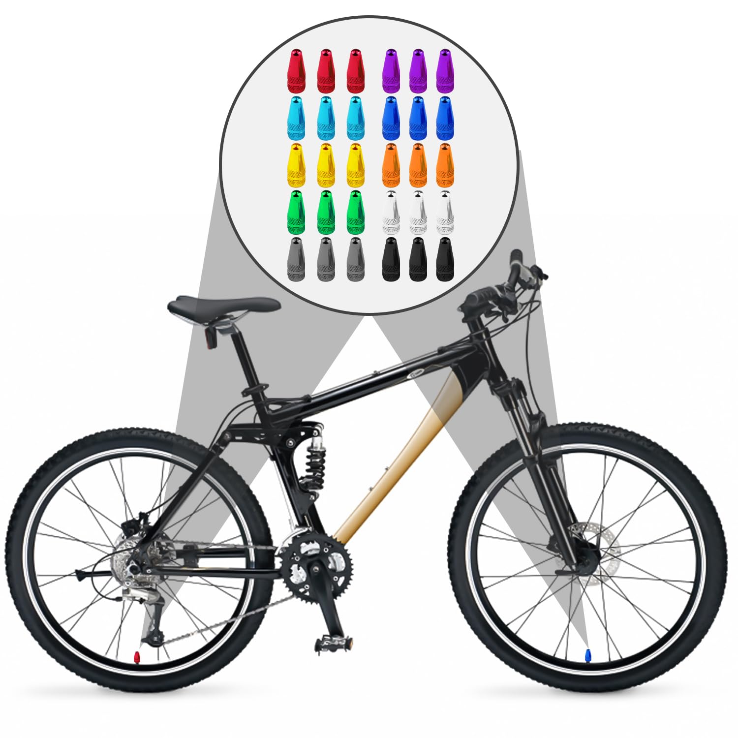 10 Bouchons Valve Vélo - 5 Couleurs - Aluminium Pour Valve Française - 18mm