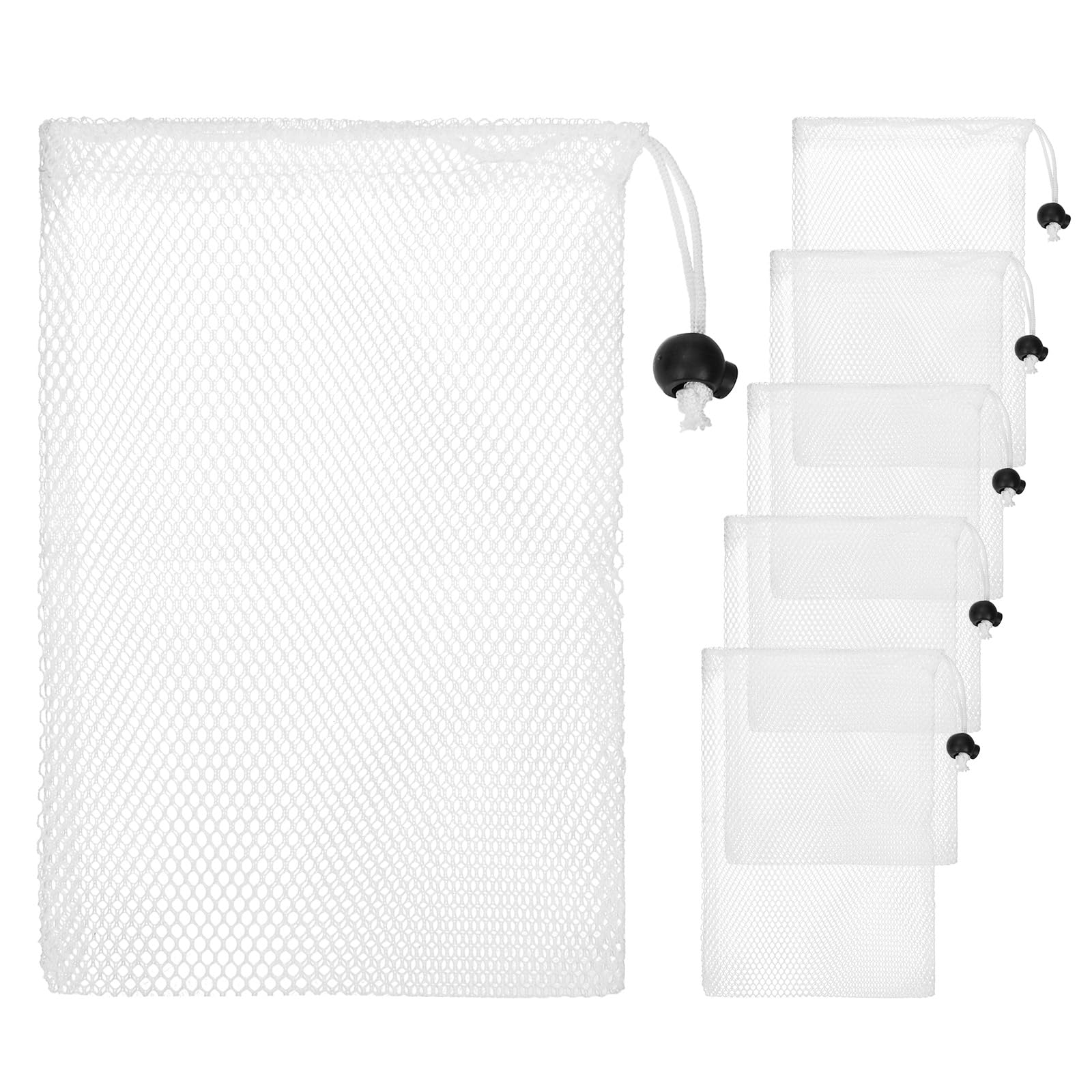 TIXIPEM 6-Pack Drawstring Mesh Laundry Bags 6x8" Mesh Fabric, Blue