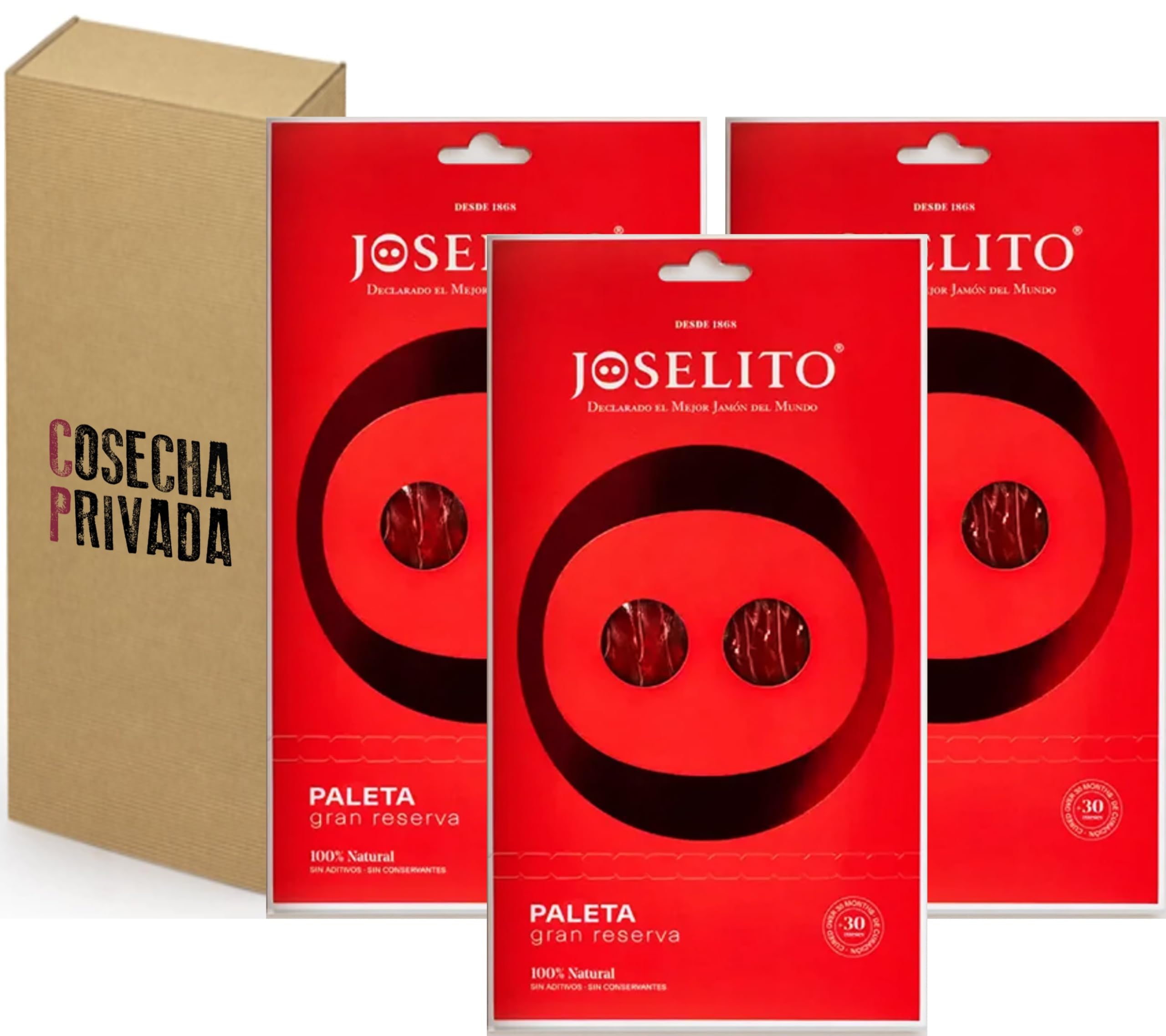 3 buste - Prosciutto "Paleta" Ghianda 100% Iberico D.O.P. (denominazione di origine protetta) Gran Reserva JOSELITO, 3 Buste da 70 gr Ogni Imballaggio Sottovuoto - Paleta de Bellota 100% Ibérica D.O.P. Gran Reserva JOSELITO, 3 Sobres de 70 gr c/u Envasado