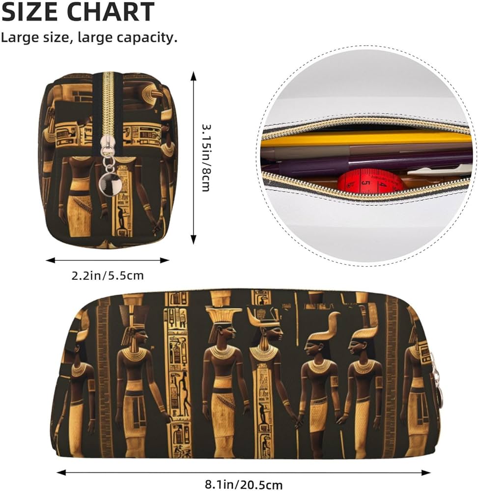 エジプト展　象形文字デザインポーチ Amazon.co.jp: WURTON 古代エジプトの象形文字プリント 大きな