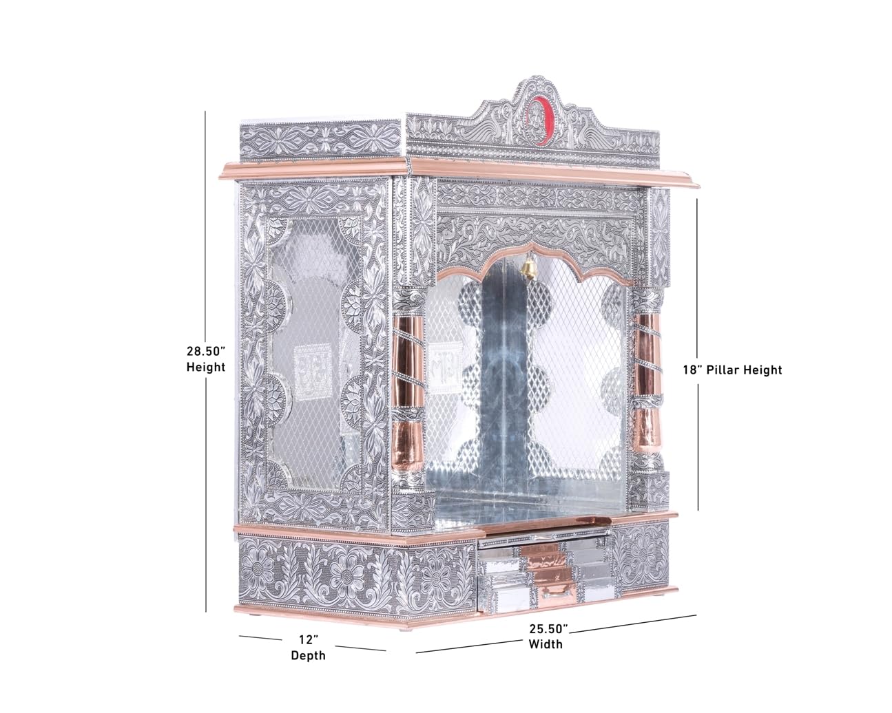 Pooja Bazar Steps Mandir (Silver Mandir Without Door, Large)