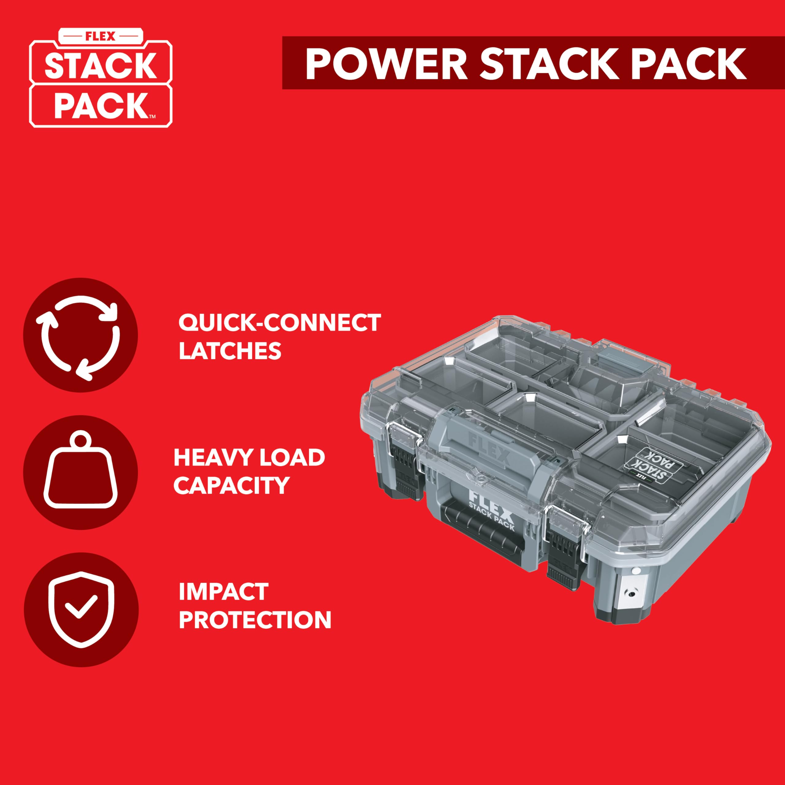 Flex Walizka transportowa Small Organizer STACK (z odpornego na uderzenia tworzywa sztucznego, dł. x szer. x wys. 276 x 377 x 143 mm, z metalowym zamknięciem ryglowym, walizka narzędziowa) 531468