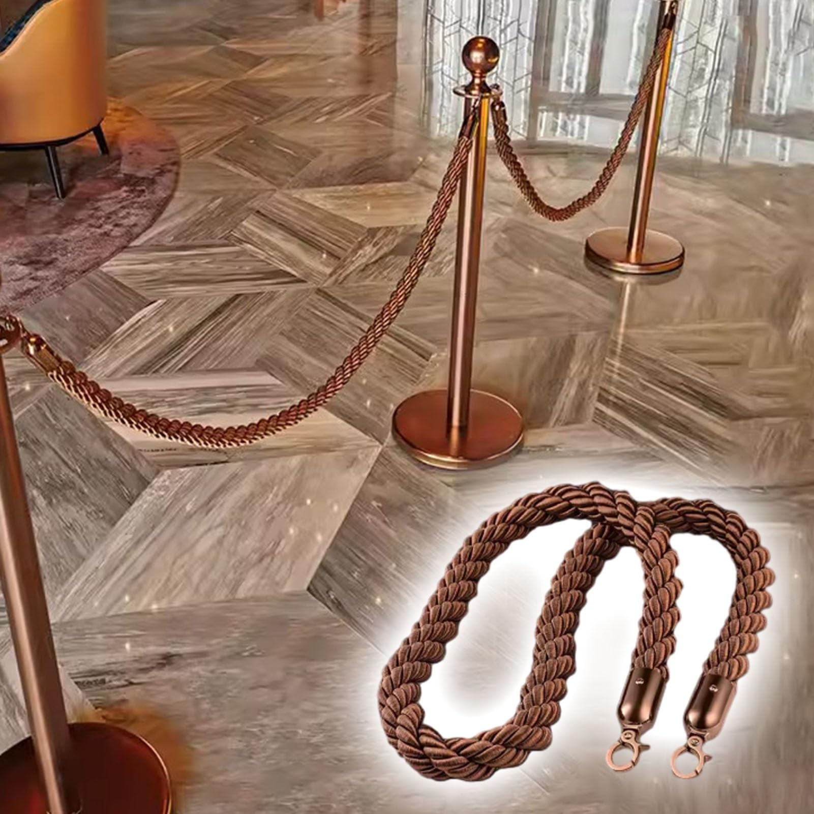 Velvet Rope With Hooks 6-Piece Velvet Stanchion Ropes - Crowd Control ...