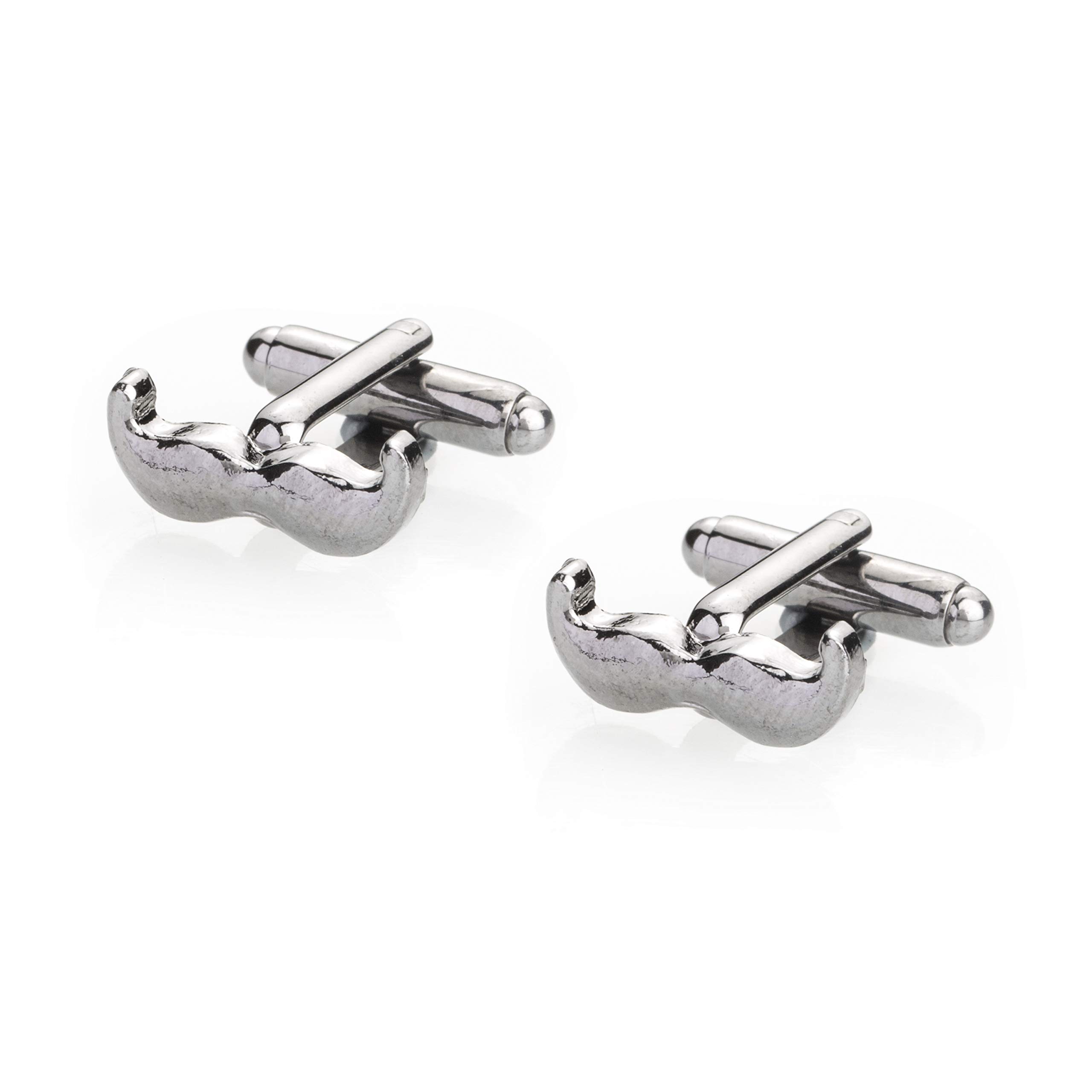 Shining Jewel Elegant Fancy and Designer Gunmetal Plated Cufflinks for Men - Moustache Design (SJ_7113)-image-1