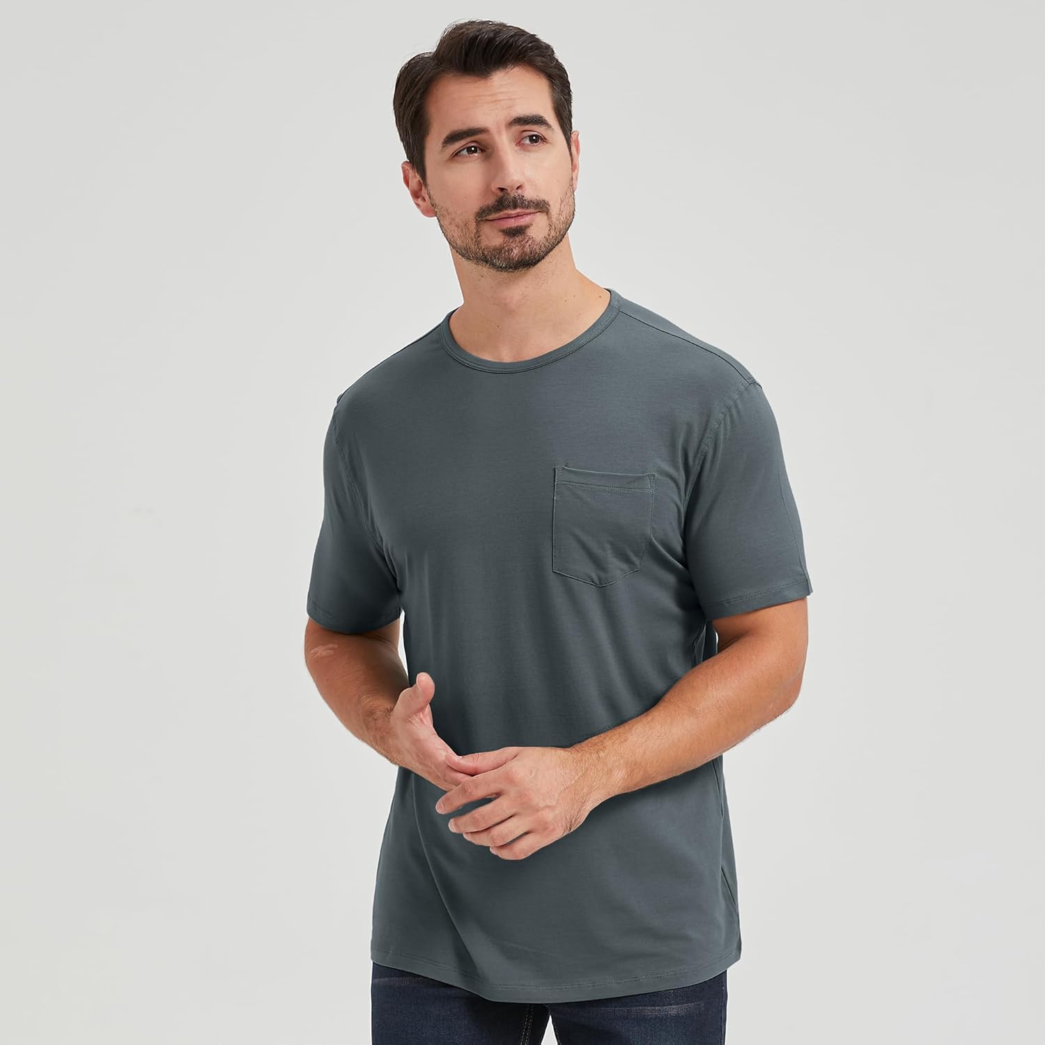 netdraw Men's Ultra Soft Bamboo Viscose Pocket T-Shirt Classic Fit Lightweight Cooling Short Sleeve Casual Basic Shirt