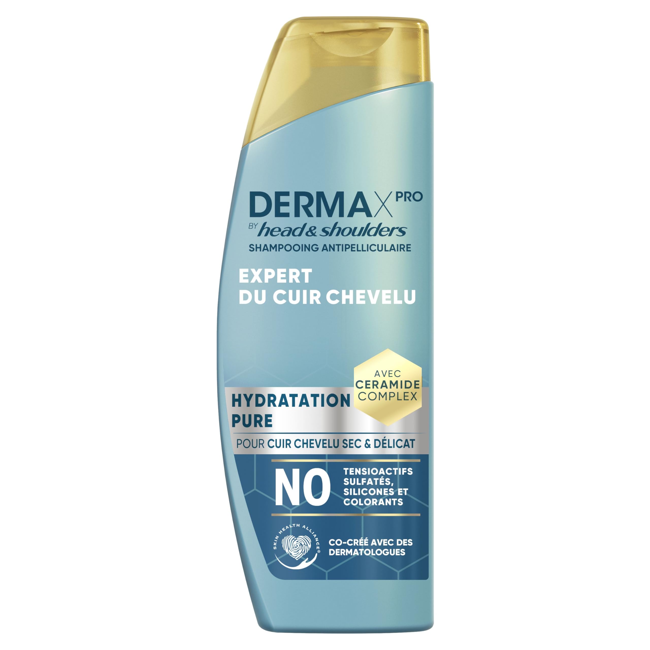 DermaXPro By Head & Shoulders Hydratation Pure Shampooing Antipelliculaire 250ml Pour Cuir Chevelu Sec Et Délicat, Sans Tensioactifs Sulfatés, Silicones Et Colorants, Avec Complexe De Céramides