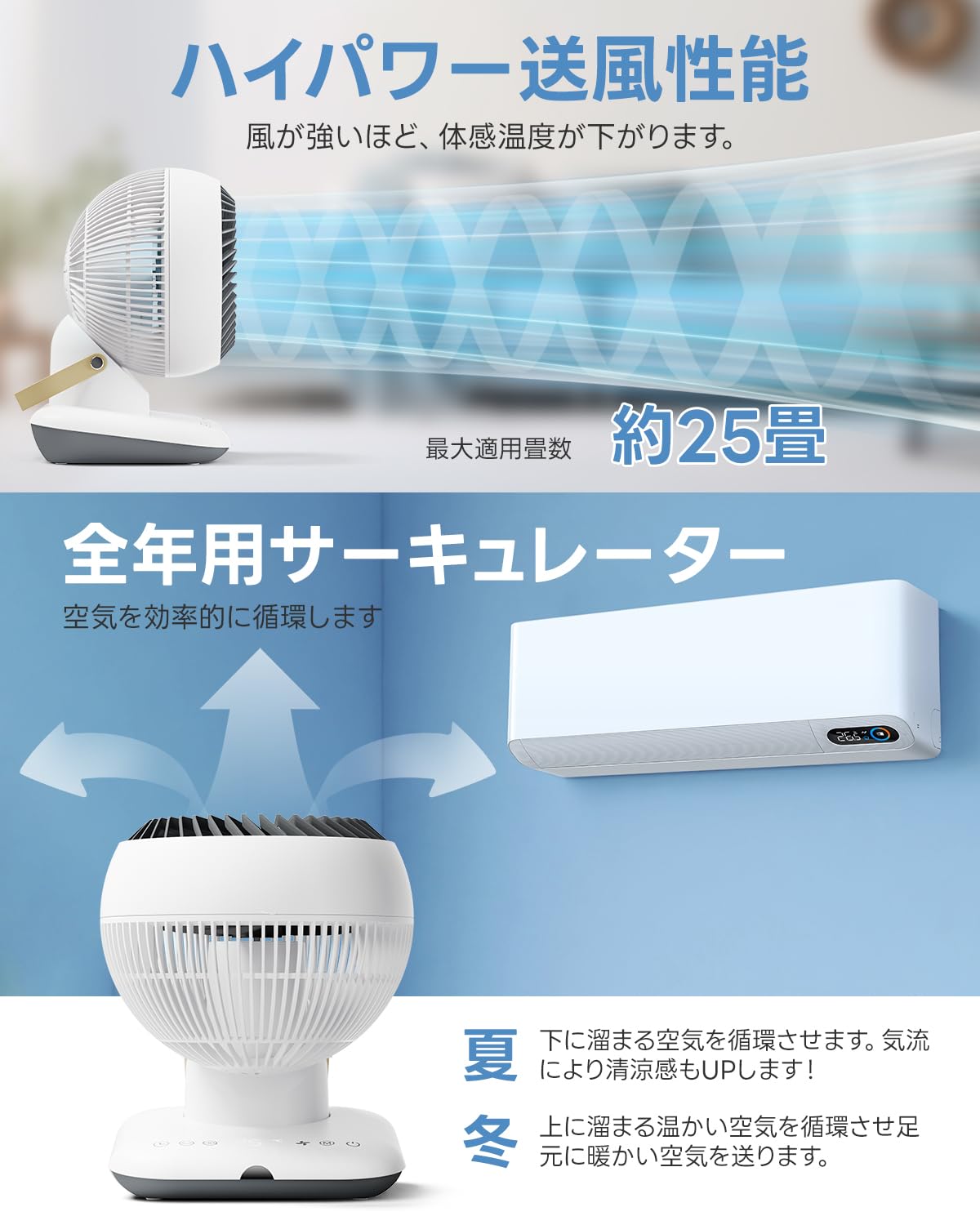 Amazon | 【aiji】 サーキュレーター 【3D自動首振り＆節電対策