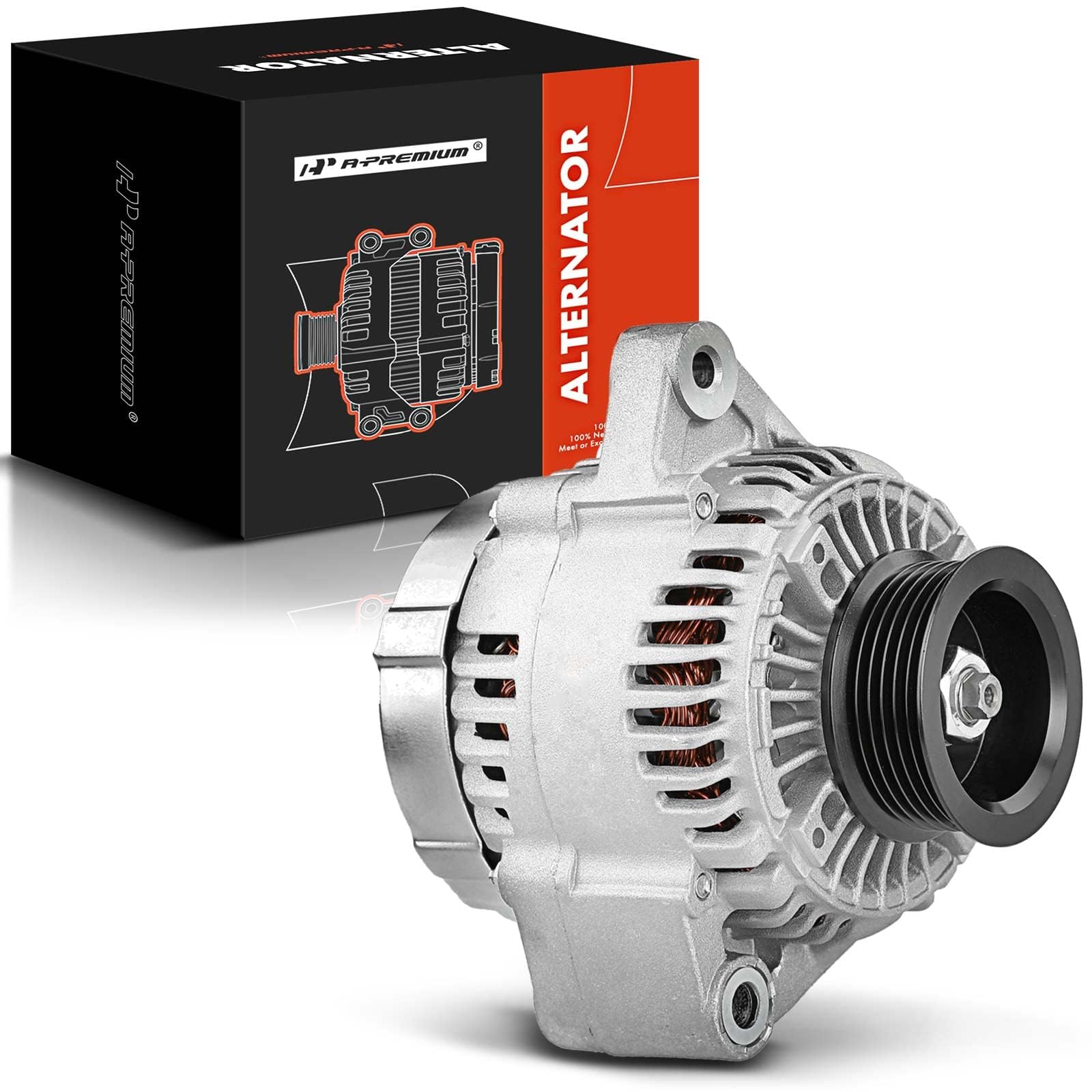A-Premium Alternator Compatible with Honda Accord 1998 1999 2000 2001 2002 & Acura CL 1998-1999, L4 2.3L, 80A 12V CCW 6-Groove Pulley, Replace# 101211-9990, 31100-PAA-A01, 400-52038