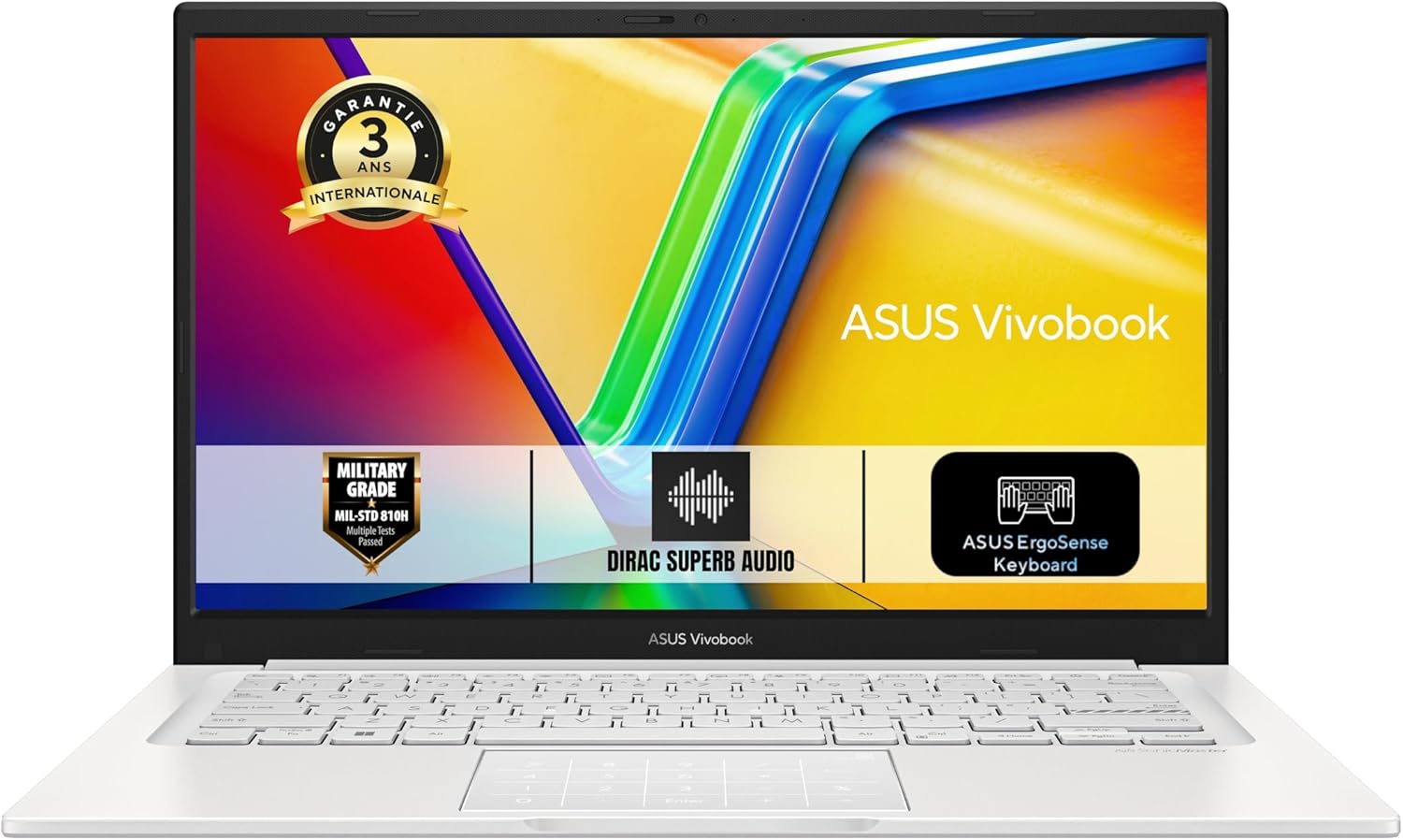 ASUS Vivobook 14 S1404FA-NK326W 14 Pouces FHD PC Portable (Processeur AMD Ryzen 5 7520U 4,3Ghz, 16 Go de RAM LPDDR5, SSD 512 Go Nvme, AMD Radeon Graphics, Windows 11 Home) - Clavier AZERTY.