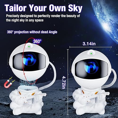 Miniatura 6 de XHSY Proyector de astronauta, proyector de estrellas, luz de galaxia, luz nocturna para niños, proyector de luz para dormitorio, lámpara LED de