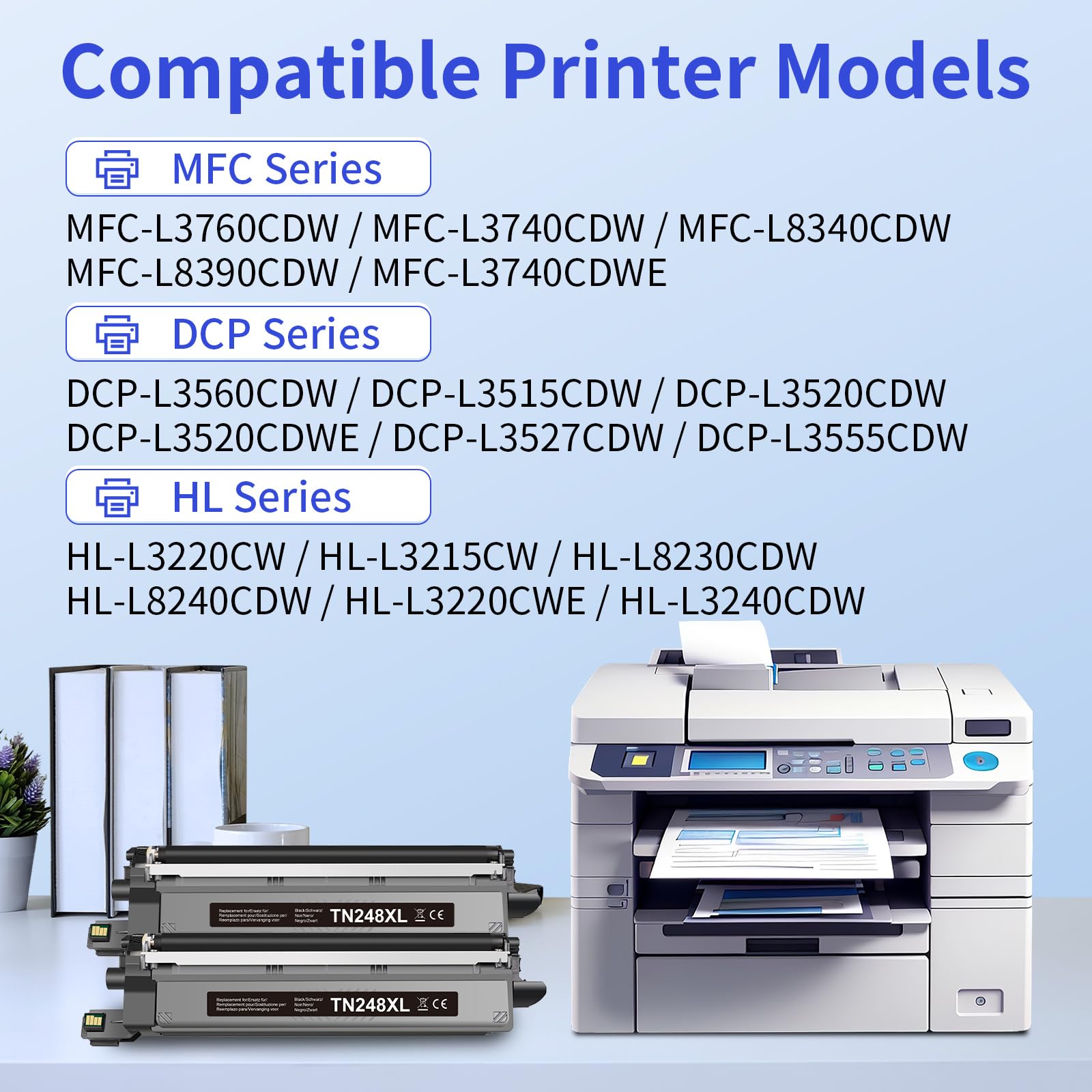 MYCARTRIDGE TN248XL Compatible para Brother TN248 TN248XL para Brother MFC-L3760CDW Toner DCP-L3560CDW Toner MFC-L3740CDW TN248 TN-248CMYK TN-248VAL 2-Pack — view 2