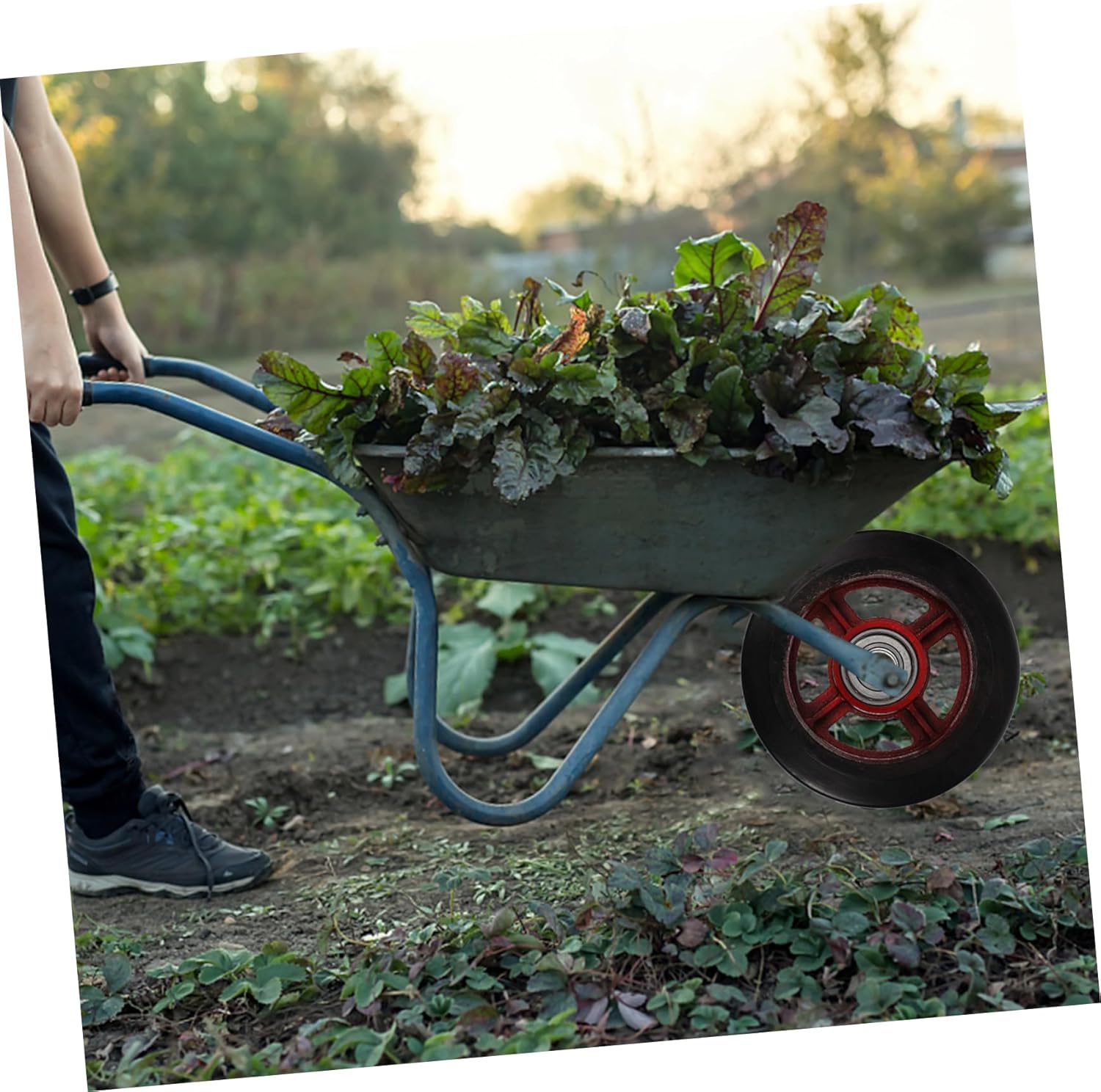 Heavy Duty Rubber Garden Cart Wheel Replacement Trolley Tires for Utility Carts Easy to Install and Strong Support for Lawn and Garden Use