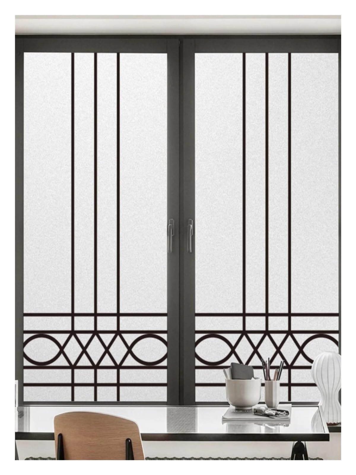 Vitrail Autocollant Fenetre Film de fenêtre givré électrostatique Simple, Lignes géométriques, Teinte de fenêtre, vitrail décoratif, Statique(CH-229-G,50x120cm)