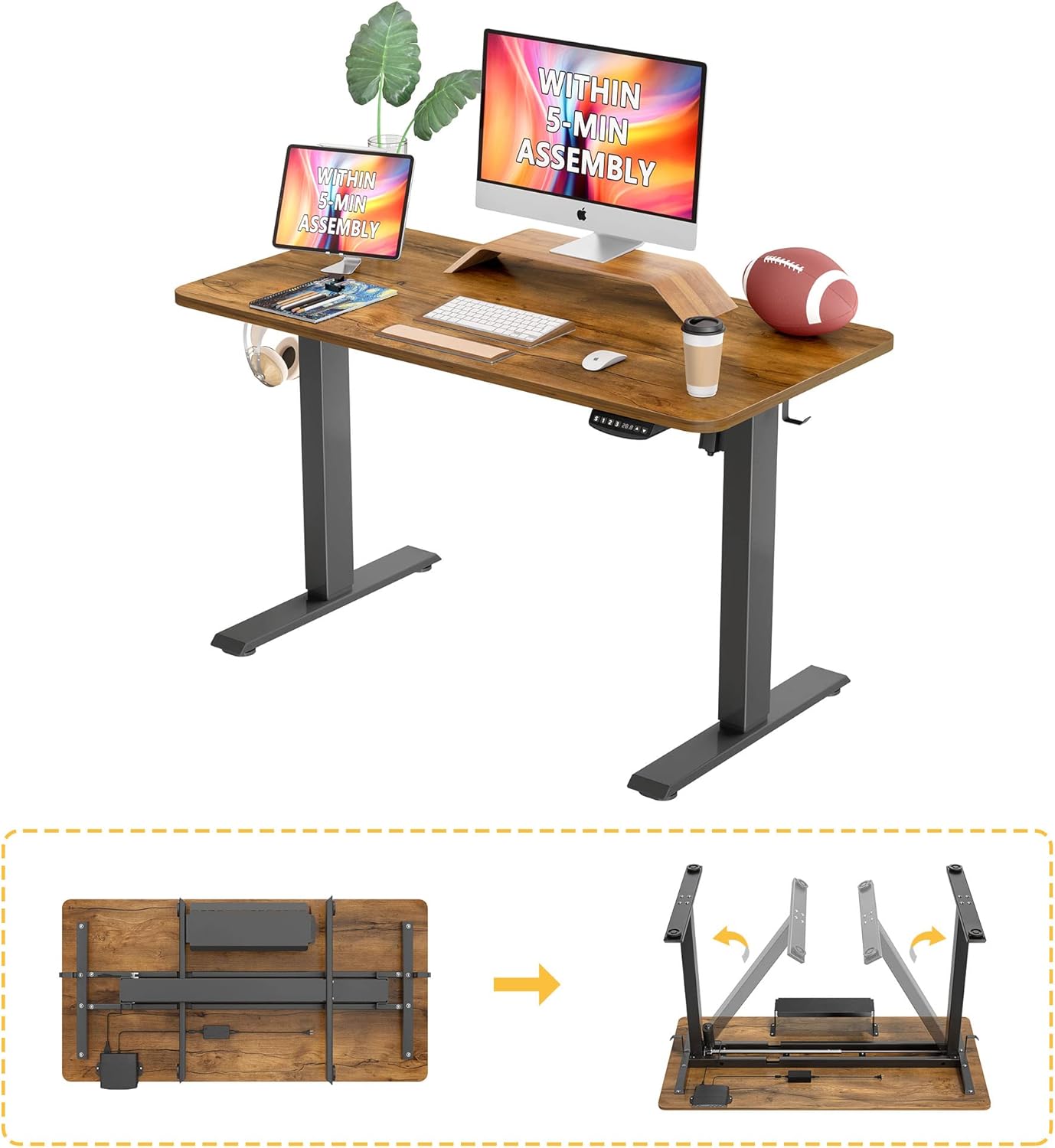 Buy FEZIBO Quick Install Height Adjustable Electric Standing Desk, 48 x