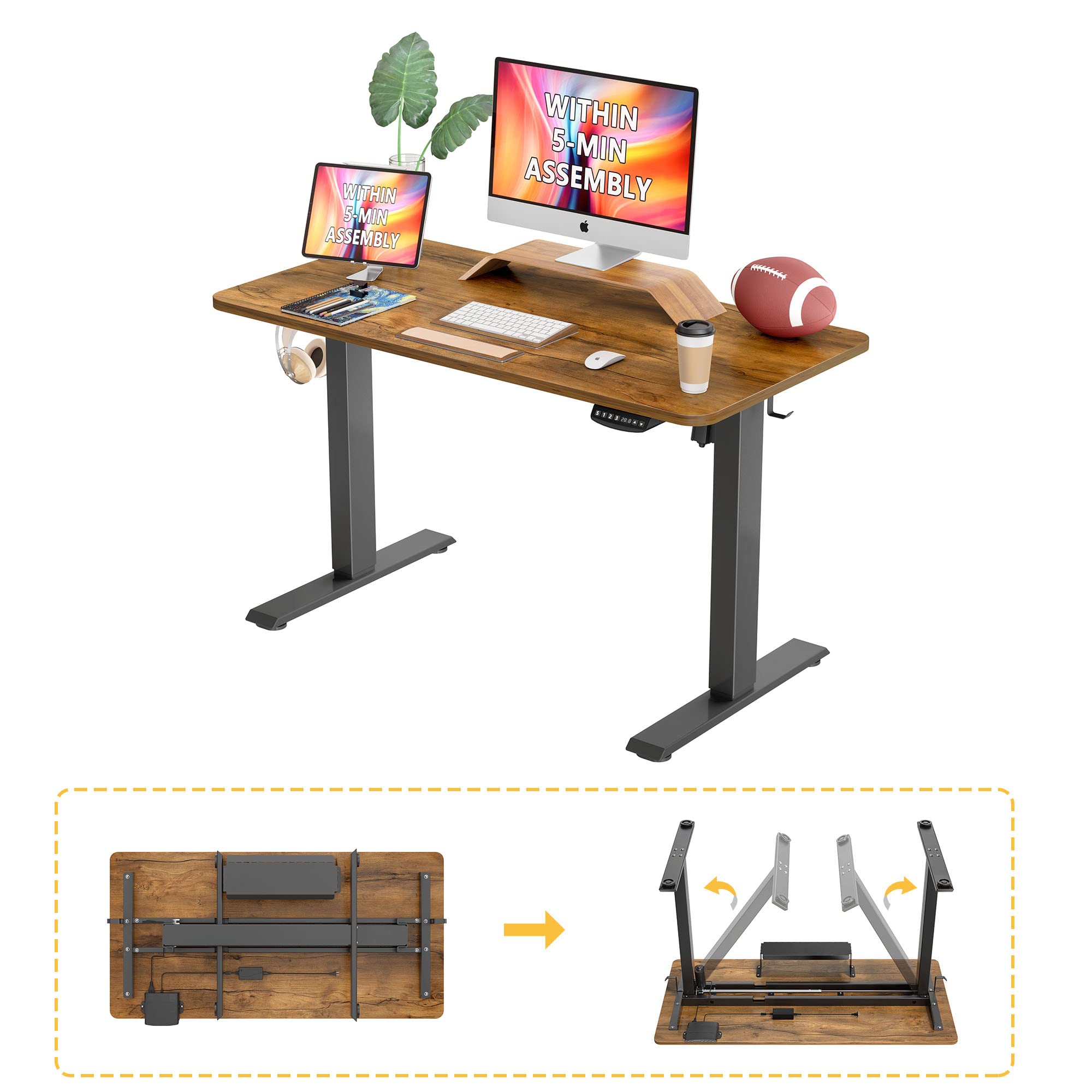 Buy FEZIBO Height Adjustable Electric Standing Desk, Quick Install 48 x