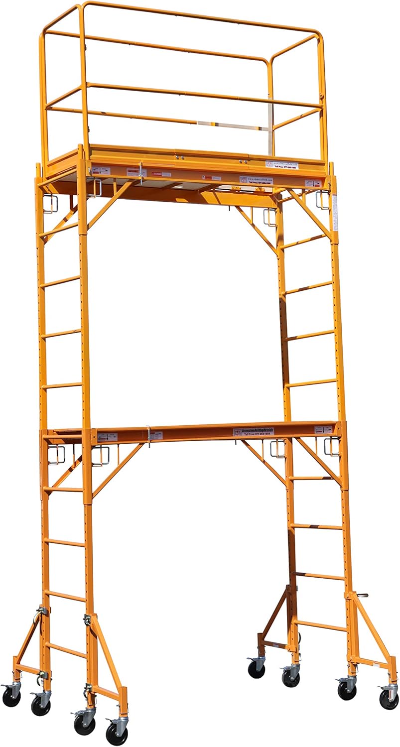 CBMScaffold Multipurpose Maxi Square Baker Style Scaffold Tower with Improved Clamp on 18" Outrigger Package - 12ft., 1,000-Lb. Capacity, Model# 2MFS18O