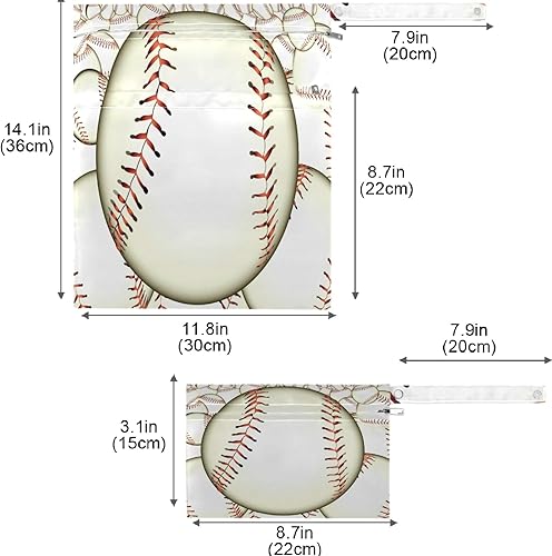 Miniatura 7 de visesunny Bolsa húmeda de béisbol con bolsillos con cremallera, lavable, reutilizable, espaciosa para viajes, playa, piscina, guardería, cochecito,
