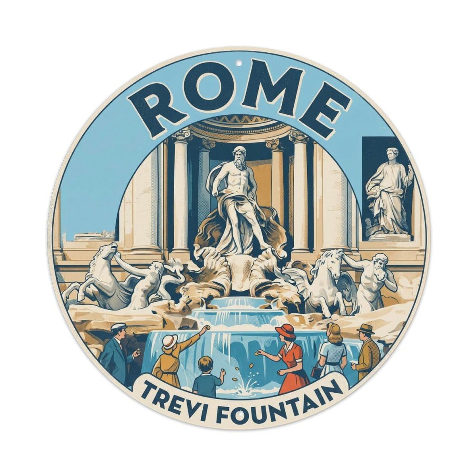 Rome Italy Trevi Fountain Heritage City Travel Classic Metal Tin Sign