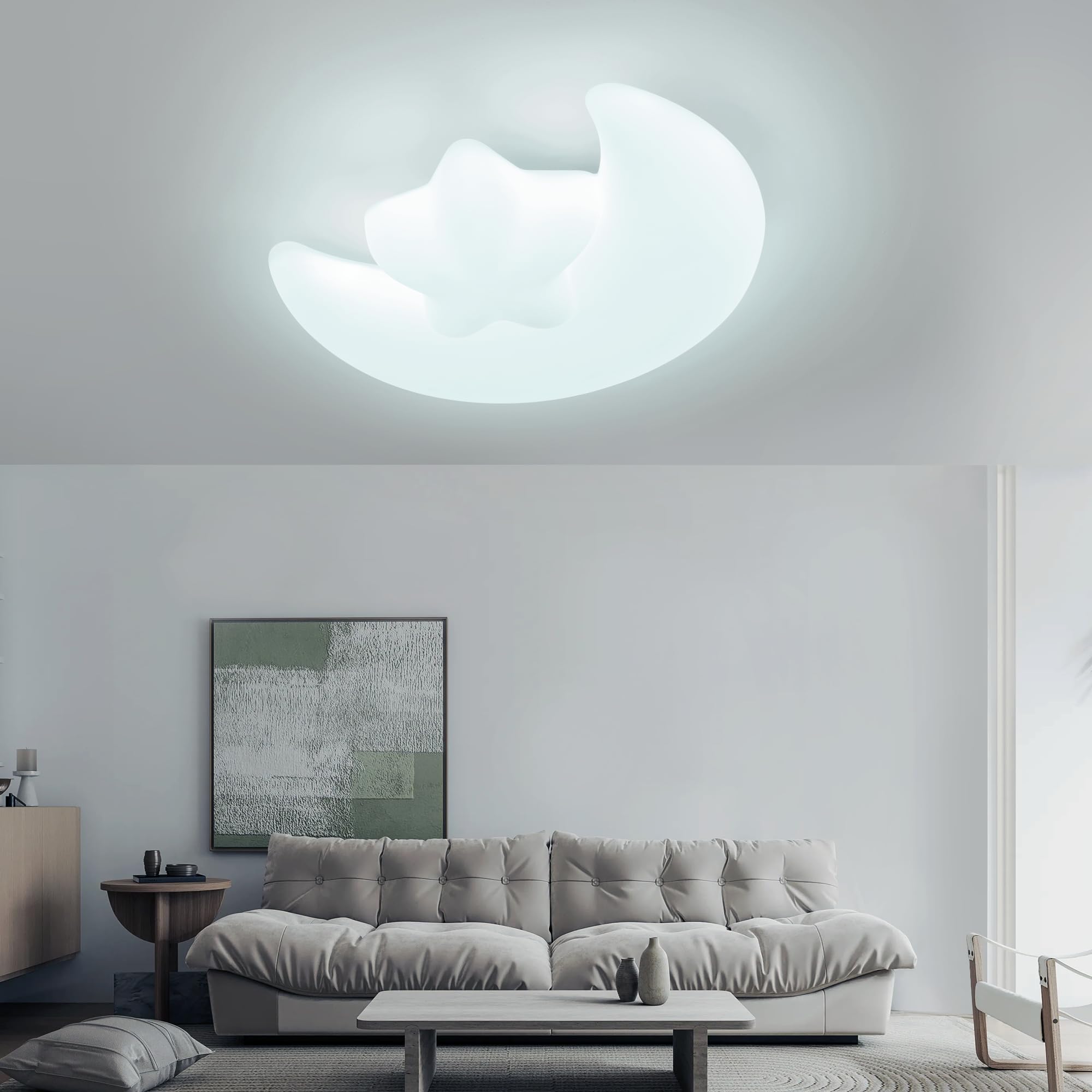 LED Deckenleuchte Dimmbar Kinderzimmer 55CM, Kinderzimmer Lampe Decke 50W | LED Deckenleuchte Dimmbar 3000K-6000K mit Fernbedienung, Farbtemperatur,deckenlampe für Wohnzimmer, Schlafzimmer, Küche