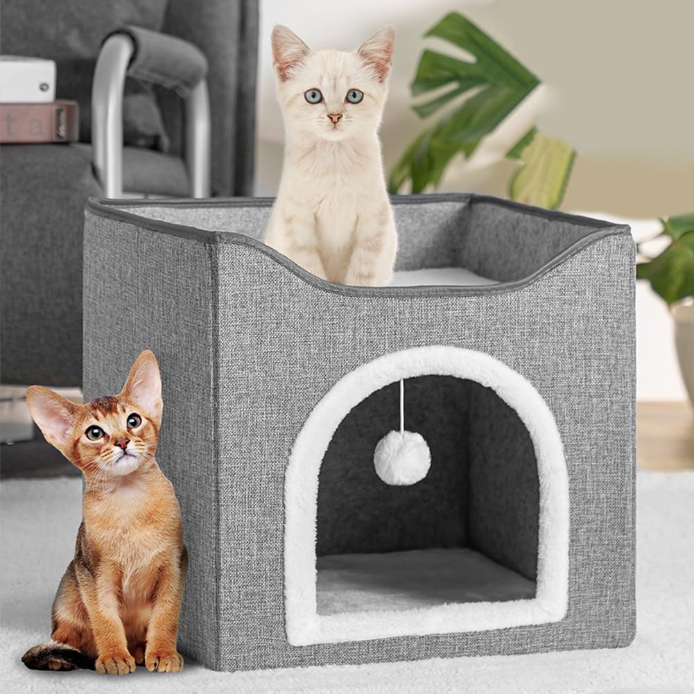Niche à chat pliable grise contre le stress des animaux