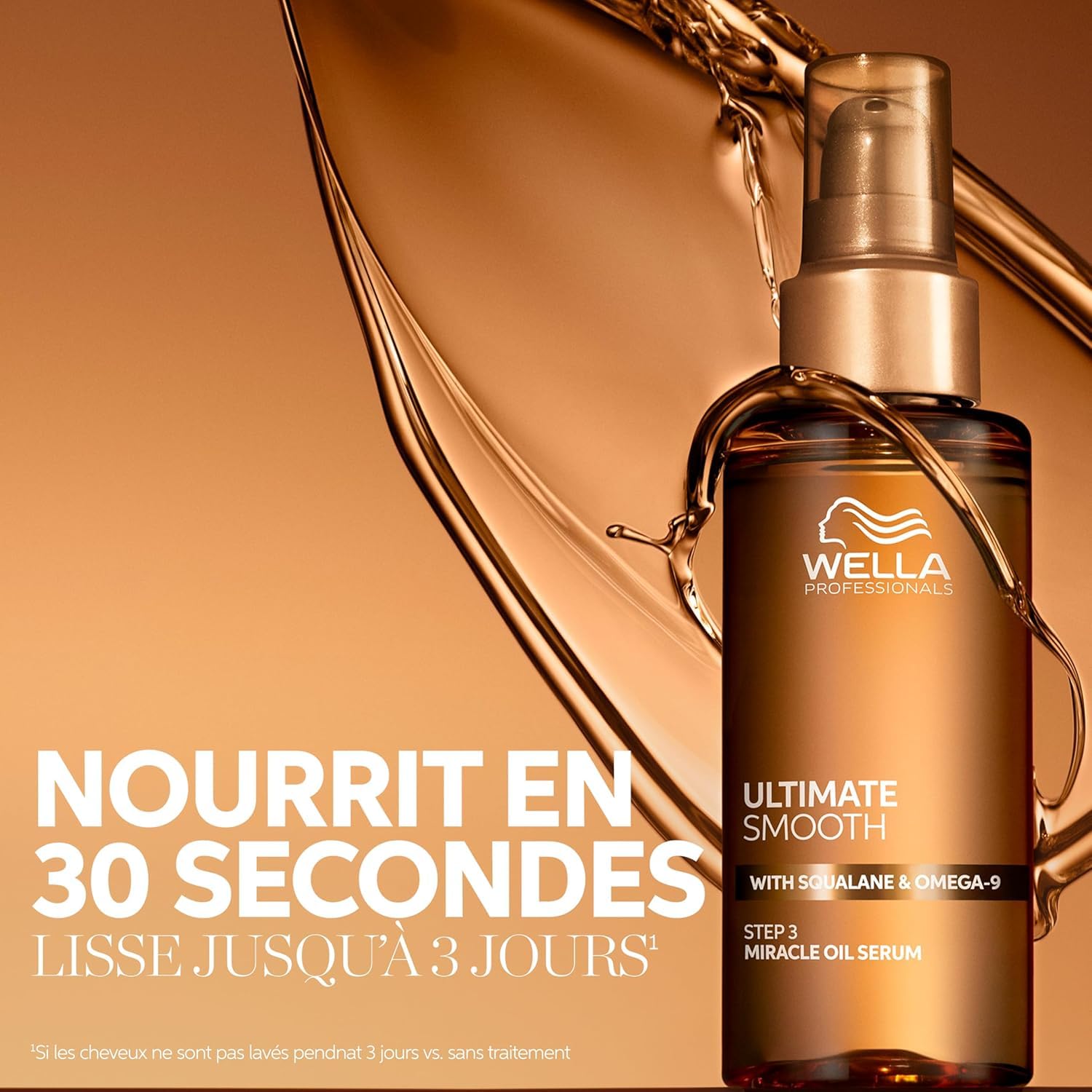 Wella Professionals - Pack Ultimate Smooth - Shampoing (250ml) + après-shampoing (200ml) + sérum Huile Miracle (30ml) nourrissant pour cheveux secs, ternes ou frisés