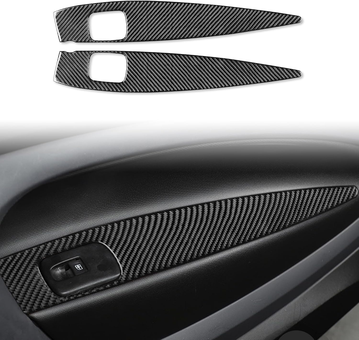 monoder Carbon Fiber Interior Accessories Window Lift Switch Panel 2Pcs for Mercedes Benz smart 2016-2021
