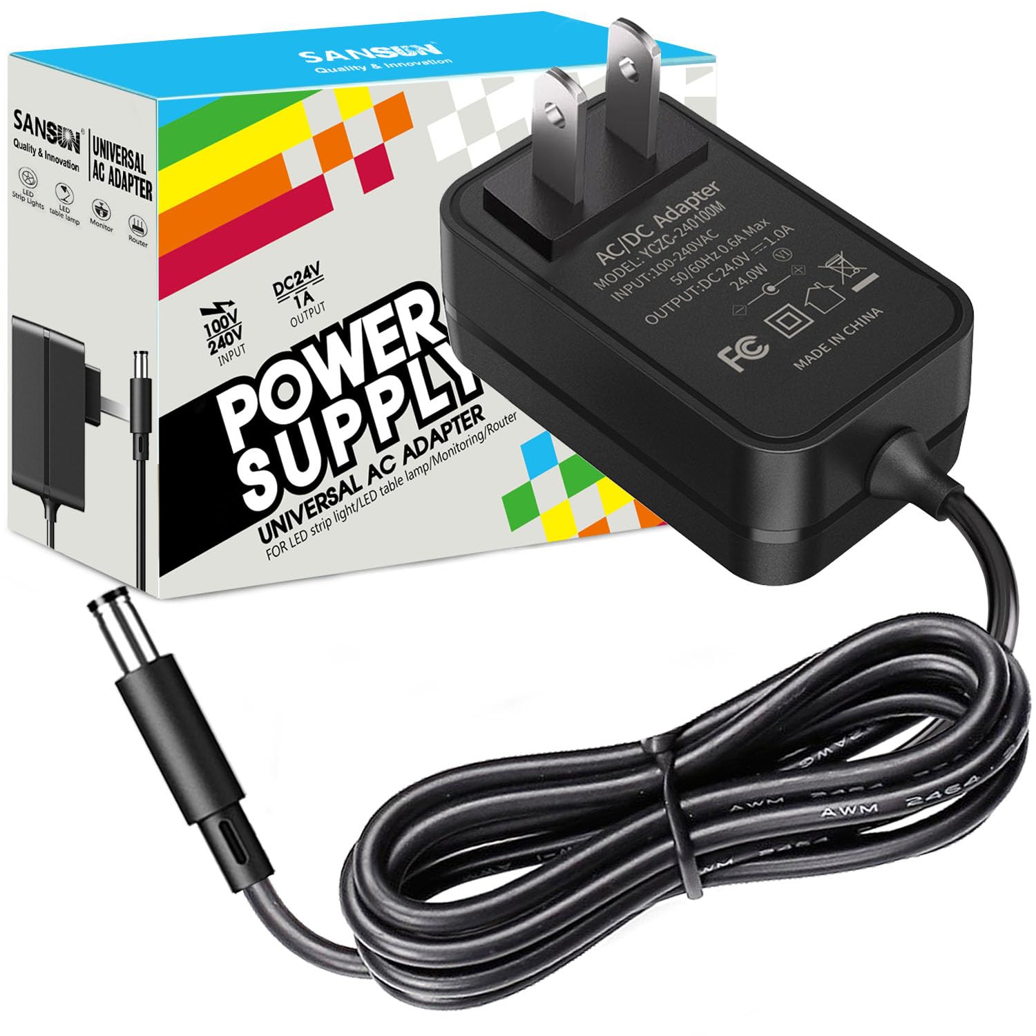 Amazon.com: 24V 1A Power Supply, AC 120V to DC24V 5.5x2.1mm Jack