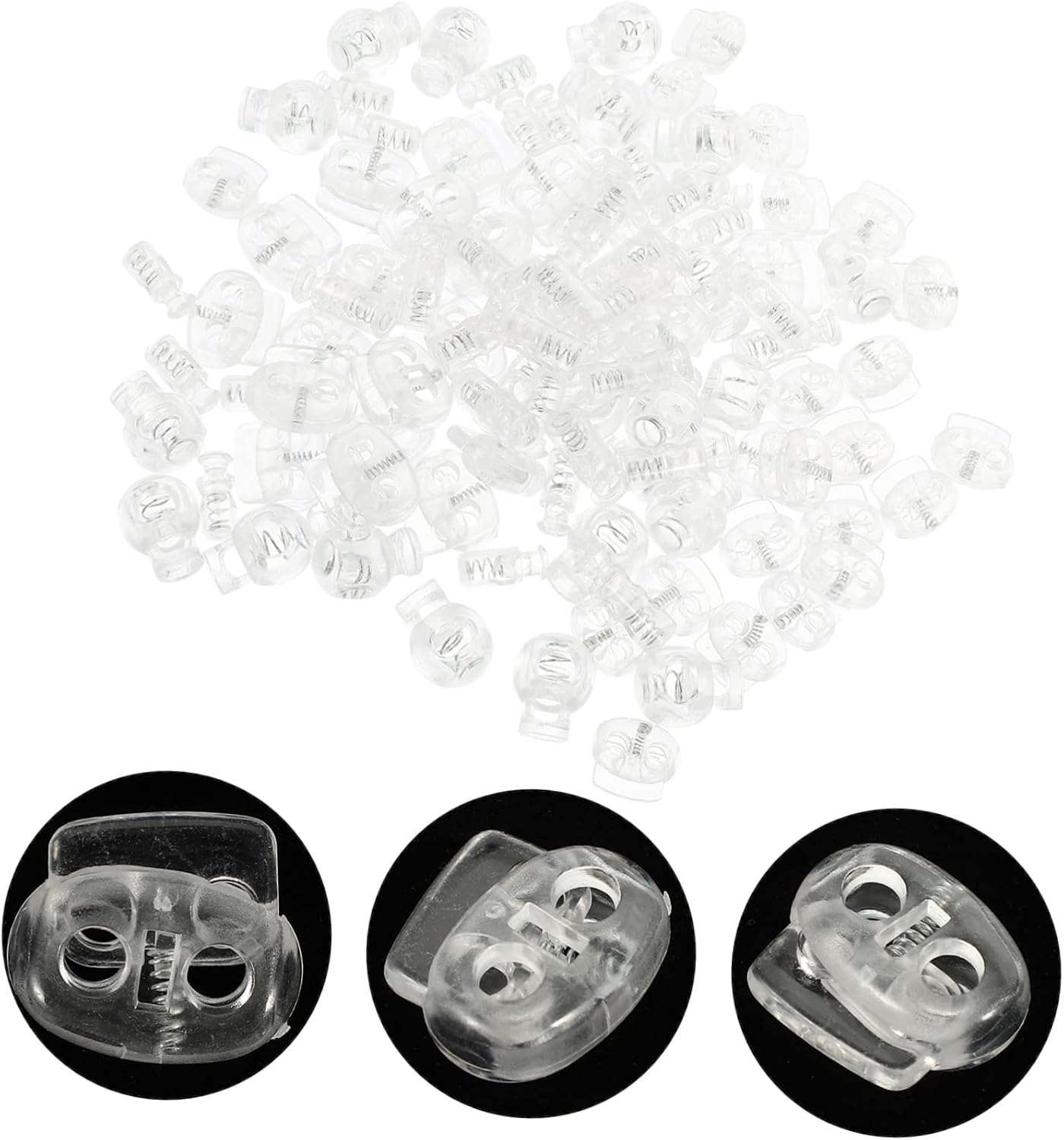 OSALADI 100 Pcs Adjustable Cord Locks for Drawstrings Practical Spring Stoppers for DIY Clothing and Lanyards Replacement Toggles for Bungee Ropes