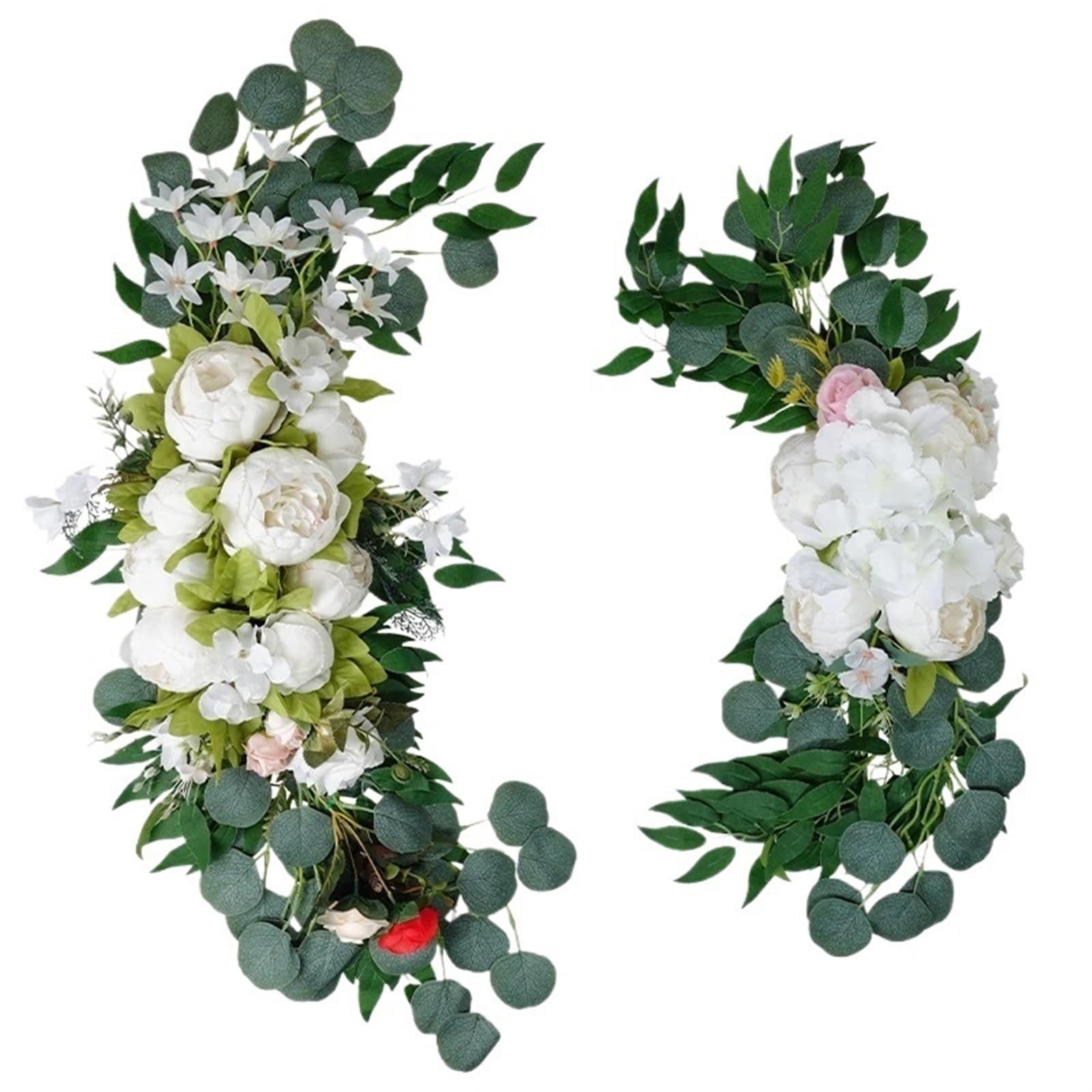 EKalgretrA Flower Arch Artificial Peonies Large Welcome Flowers Door Lintel Flower Decoration Arch Outdoor Wedding Fake(White)
