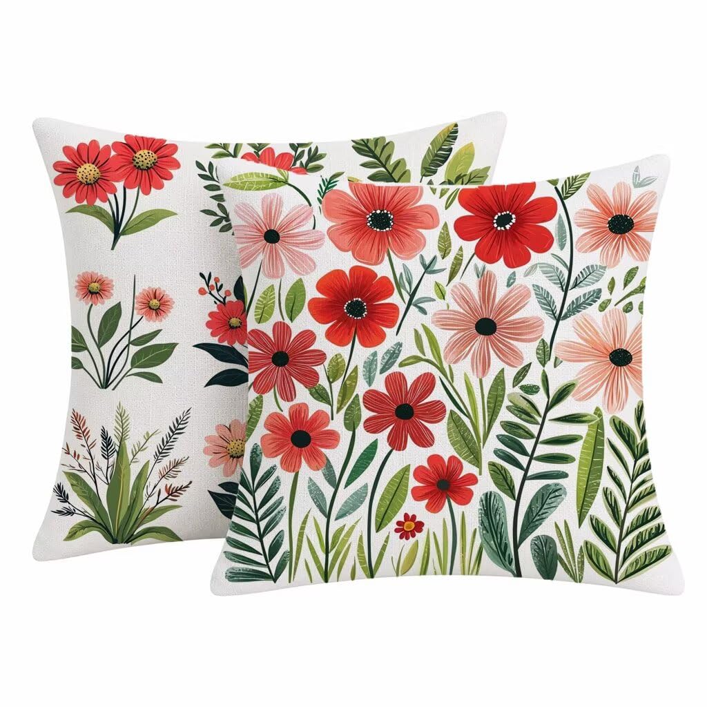 Housse coussin exterieur impermeable blanc 55x55 cm en lin pour canape jardin lot de 2