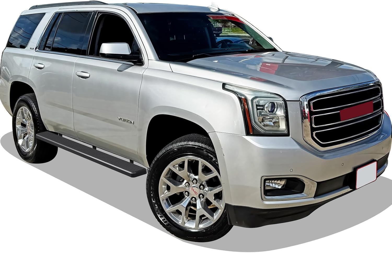 APS 6in Stainless Steel Black Running Boards Compatible with Chevy Tahoe GMC Yukon 2000-2020 4Dr (Exclude Z71 Denali Yukon XL) (Nerf Bars Steps)