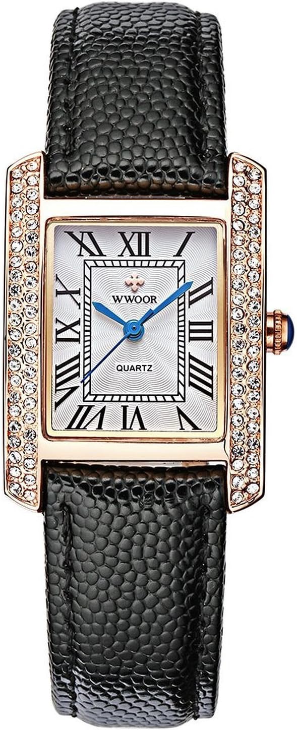 CARLIEN Luxury Square Dress Ladies Quartz Watch for Women Roman Dial Diamond Leather Strap Wrist Watch - Image 2