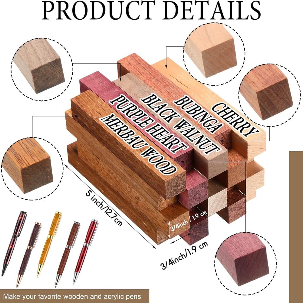 Jevina 10 Sets Drechselstift-Kits, Projektbedarf, 7 mm Slimline-Stift-Kits mit Nachfüllung für Drehbank-Dreharbeiten, Starterpaket, Basteln