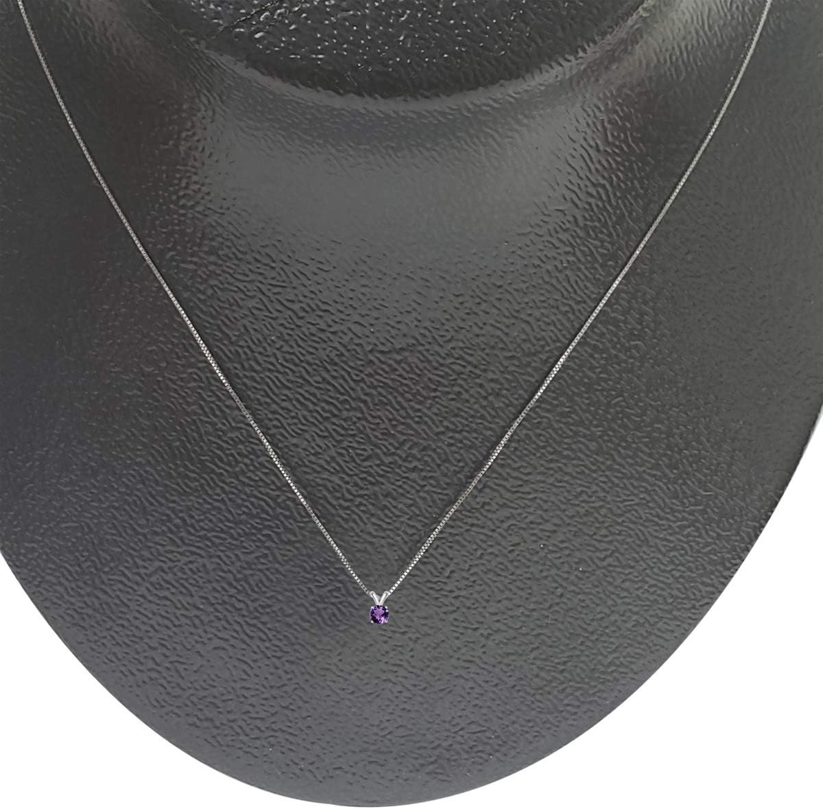 Aone Jewelry 1.10 Carat Round Amethyst Pendant in 14K White Gold with 18" Chain | 7mm Natural Amethyst February Birthstone Necklace | Elegant Gift for Her