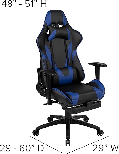 Miniatura 481 de Flash Furniture Juego de escritorio para juegos negro y silla de carreras blanco/negro con soporte para tazas, gancho para auriculares y soporte