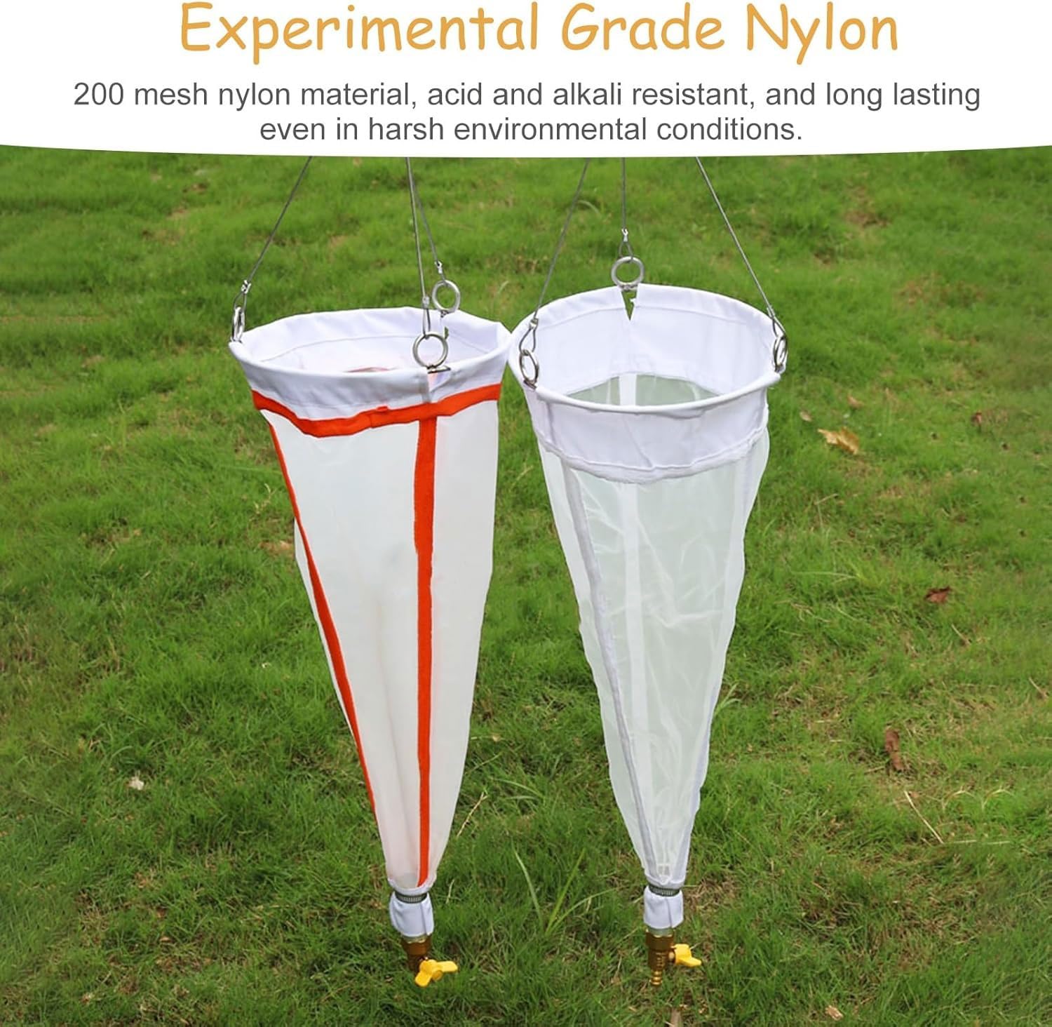 Plankton Collection Net 125/200 Échantillonneur d'organismes marins en maille avec perche télescopique pour la surveillance de l'environnement, matériau en nylon, mât de 3 m inclus