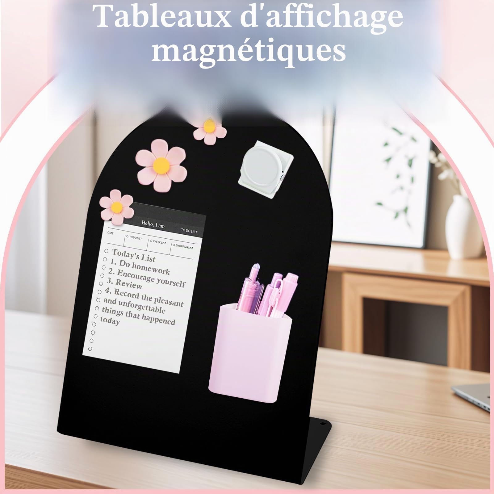 Chevalet de Table Magnétique et Tableau Blanc,Magnétique Portable avec Support, Tableau Blanc Effaçable Magnétique pour École,Maison et Bureau,Chevalets pour le dessin à l'école et à la maison (Noir)
