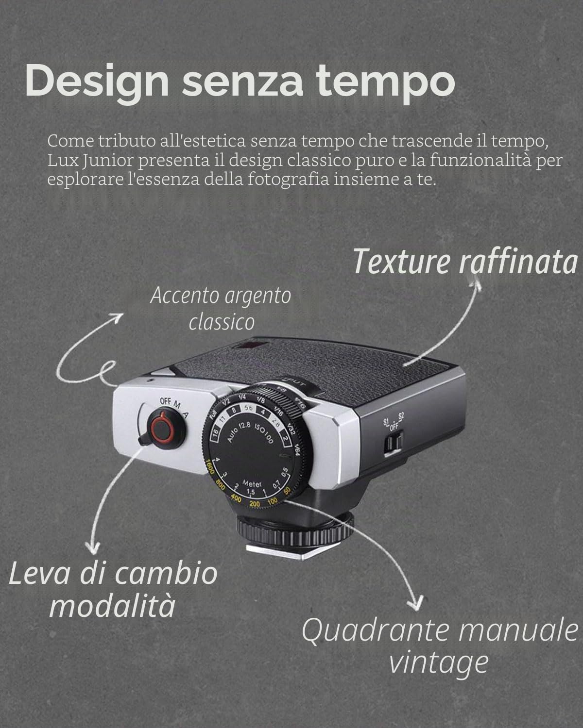 Godox Lux Junior-Flash retrò per fotocamera,Speedlite GN12 6000 K +-200 K CCT,modalità automatica e manuale 1/1-1/64,lunghezza focale 28 mm per fotocamere Canon Nikon Sony Fuji Olympus Hot Shoe,Nero