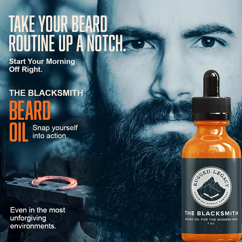Rugged Legacy - Beard Conditioner Bundle: The Grind Beard Balm + The Blacksmith Beard Oil + Ravenwood Beard Oil, Scented Beard Balm & Beard Oil for Men with Natural Oils to Enrich Your Entire Beard