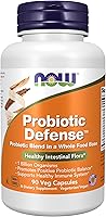 Vista 1 de NOW Suplementos, defensa probiótica, mezcla de probióticos en una base de alimentos integrales con 1 mil millones de organismos, 90 cápsulas