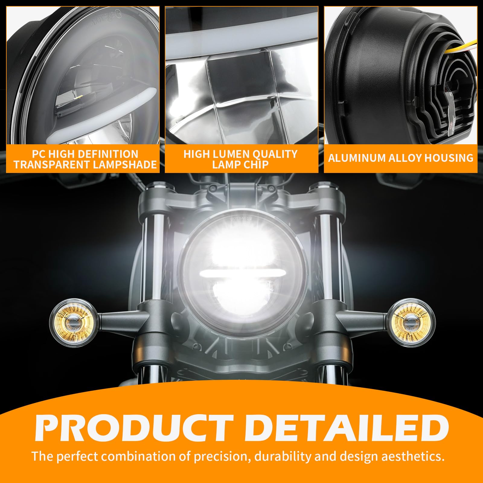 DREAMIZER 5.75 '' Faro LED para Motocicleta Homologados, Compatible con Harley Davidson Softail Dyna Super Wide Glide Low Rider Night Rod Sportster Iron 883 Indian Bobber Triumph.