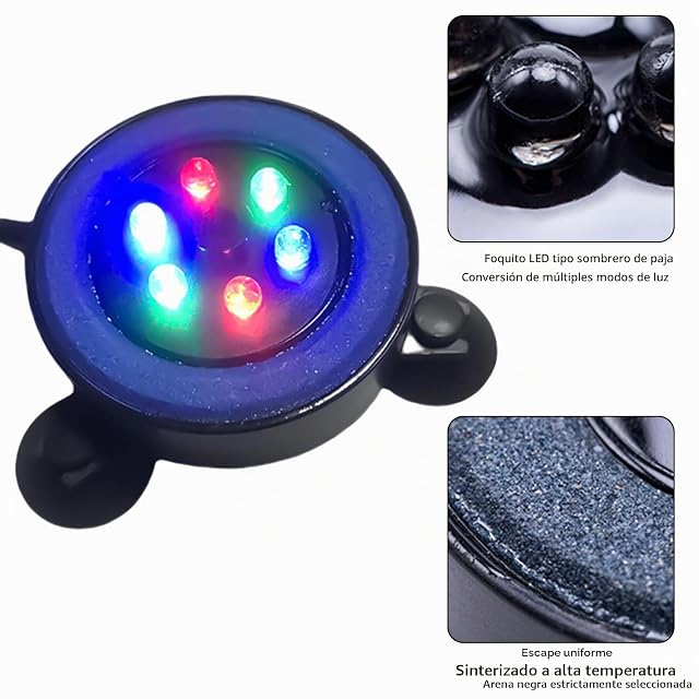 Foto 6 de 7 de Kit de decoración de volcán para acuario, con bomba de aire, luz LED que cambia de color