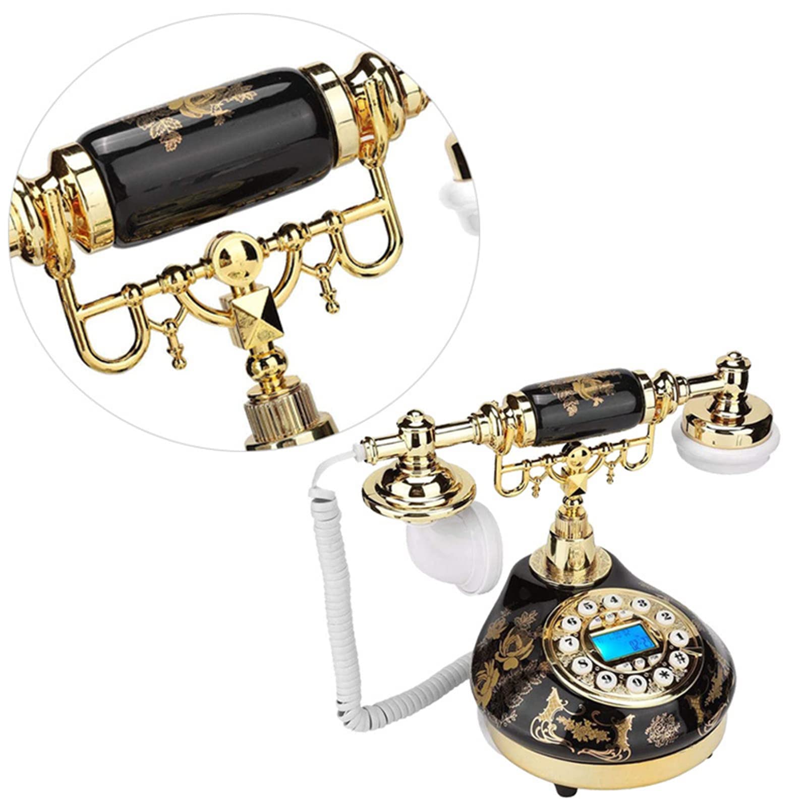 Zabytkowy telefon - przewodowy retro zabytkowy, dekoracyjny w starym stylu do dekoracji domowego biura, czarny