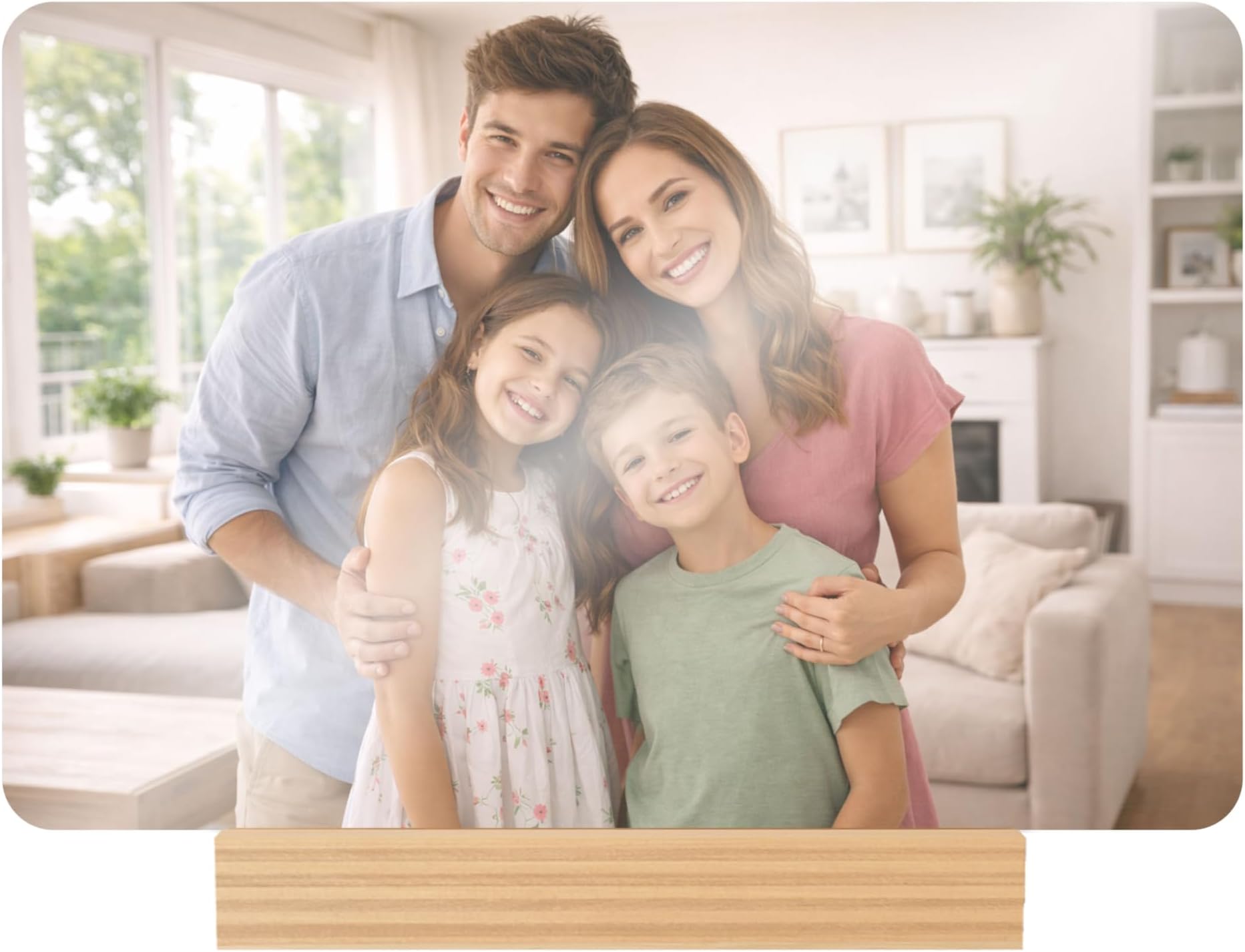 Custom Metal Photo Print with Wooden Stand - 4 Sizes, 5 Fonts - Customize Your Own Picture Frame, Add Text - Personalized Photo Gifts