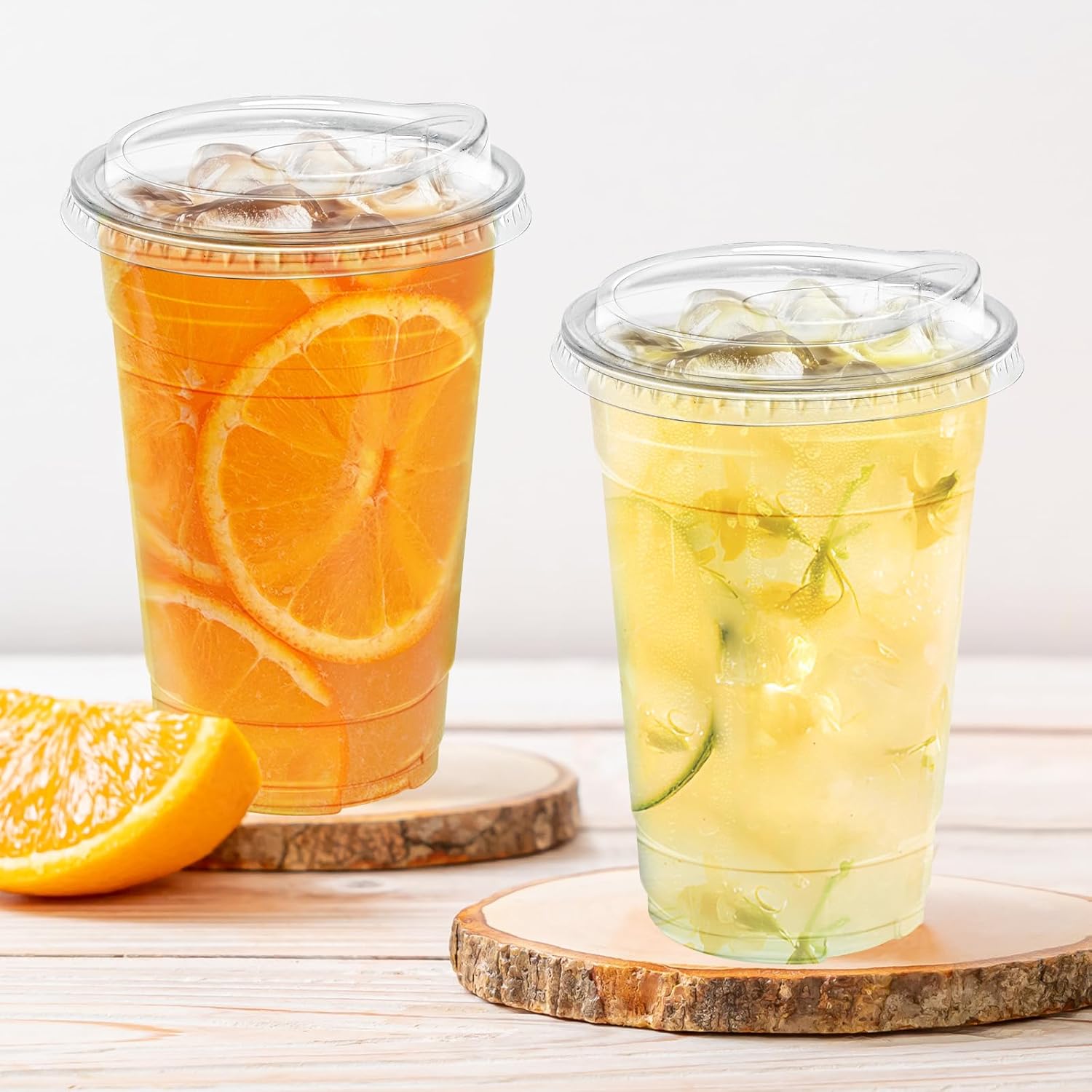 20 oz 100 Pack Clear Plastic Cups with Lids, Sturdy Iced Coffee Cups with Sip Lids, Disposable Food Safe Smoothie Cup for Cold Drinks, Juice, Milkshake - Image 6