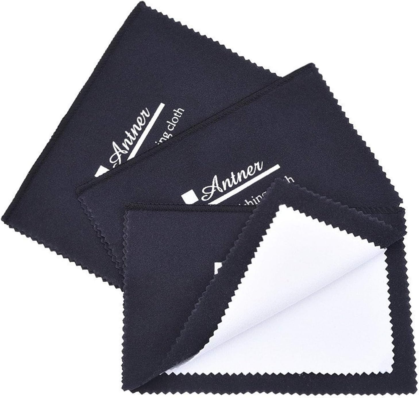 Antner 3 Pack Jewelry Polishing Cloth for Silver, Gold, Brass, Watches, Cutlery and Camera Shot