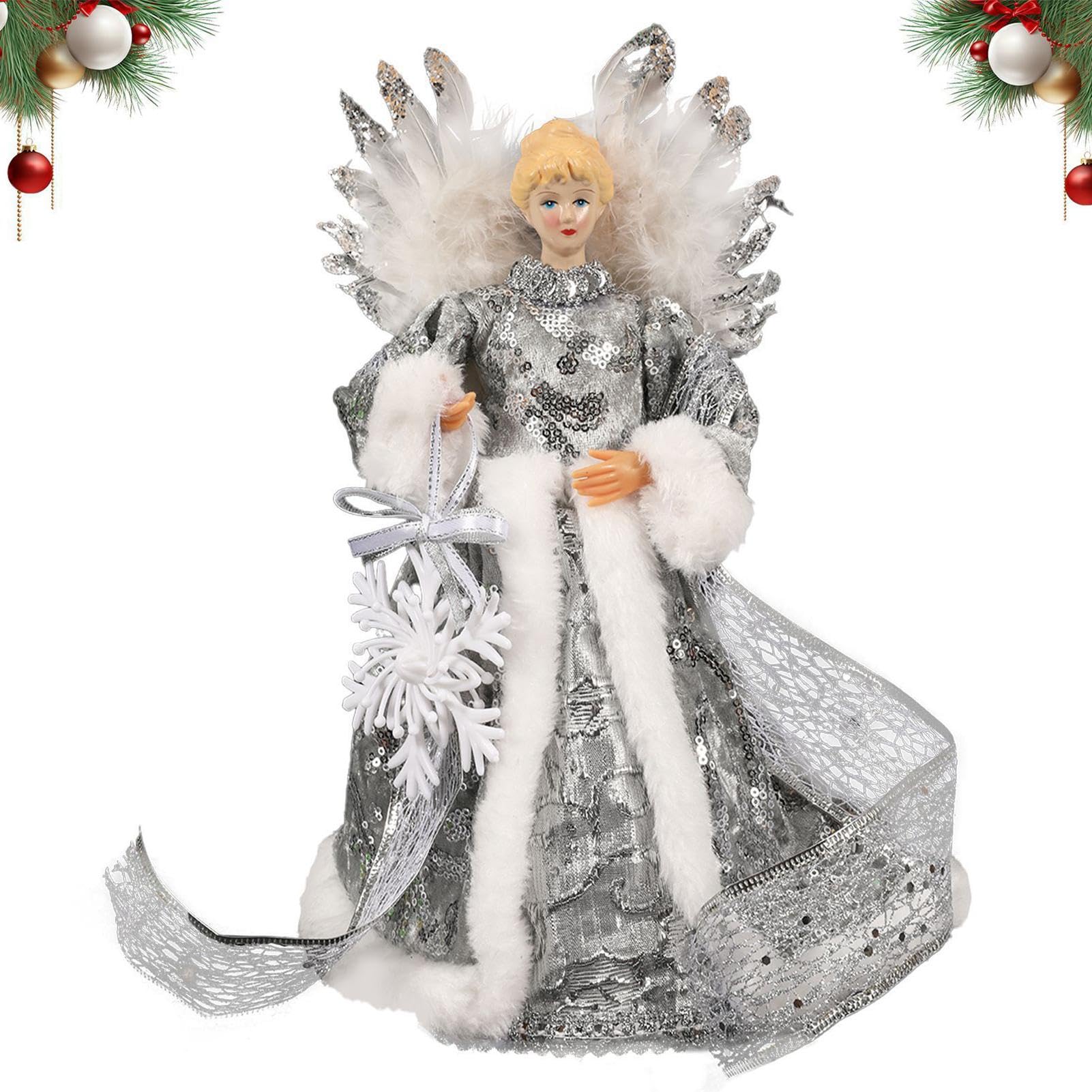 Cime d'arbre d'ange décoration arbre de Noël ornement mariage plumes blanches