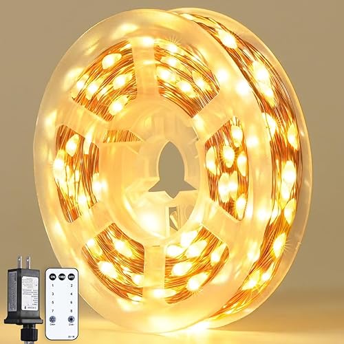 Miniatura 9 de JMEXSUSS 200 luces LED de hadas verdes de Navidad con control remoto, 66 pies, 8 modos, luces de hadas para interiores con rueda, luz verde